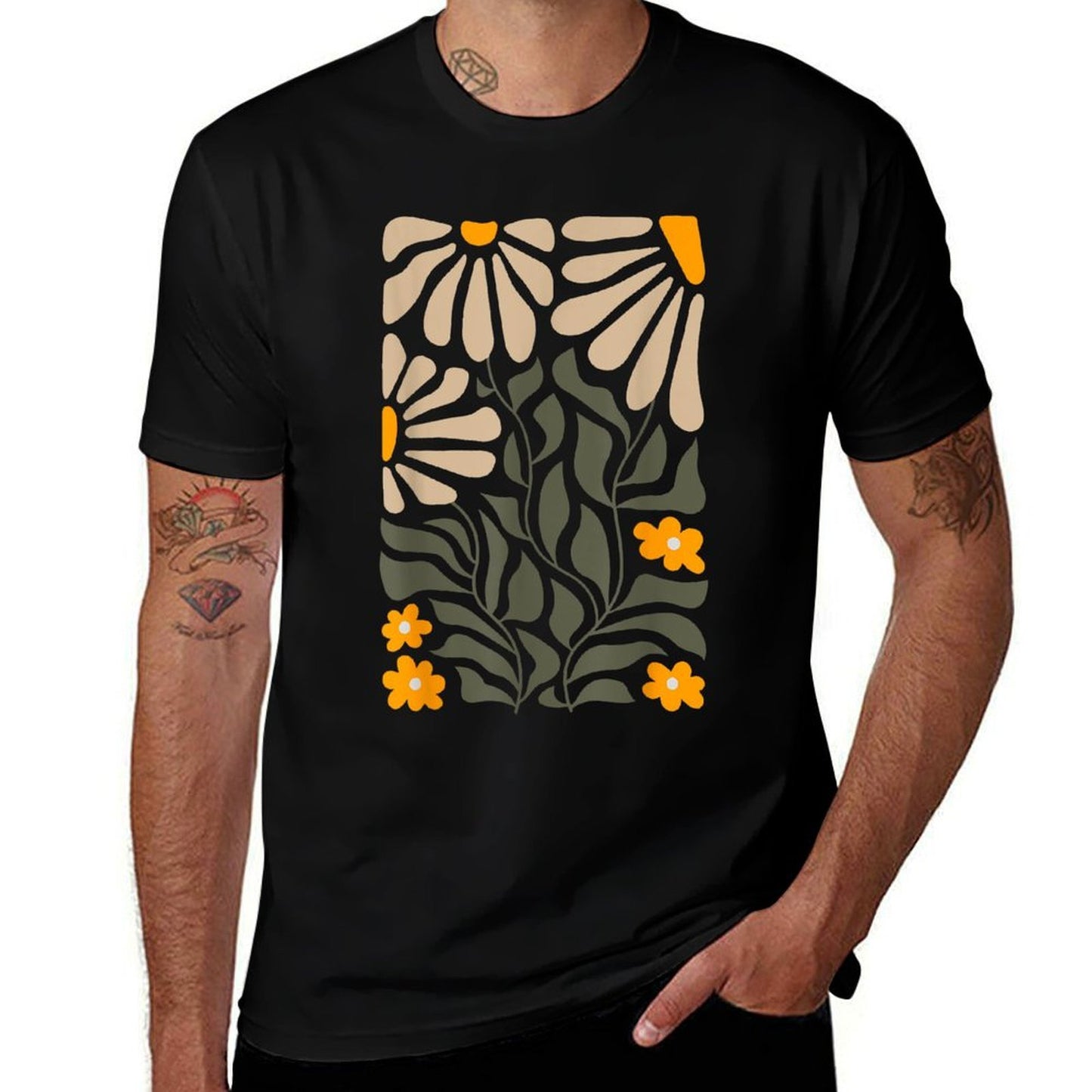 Vintage Matisse Style Wild Flowers High-quality Stitching T-Shirt