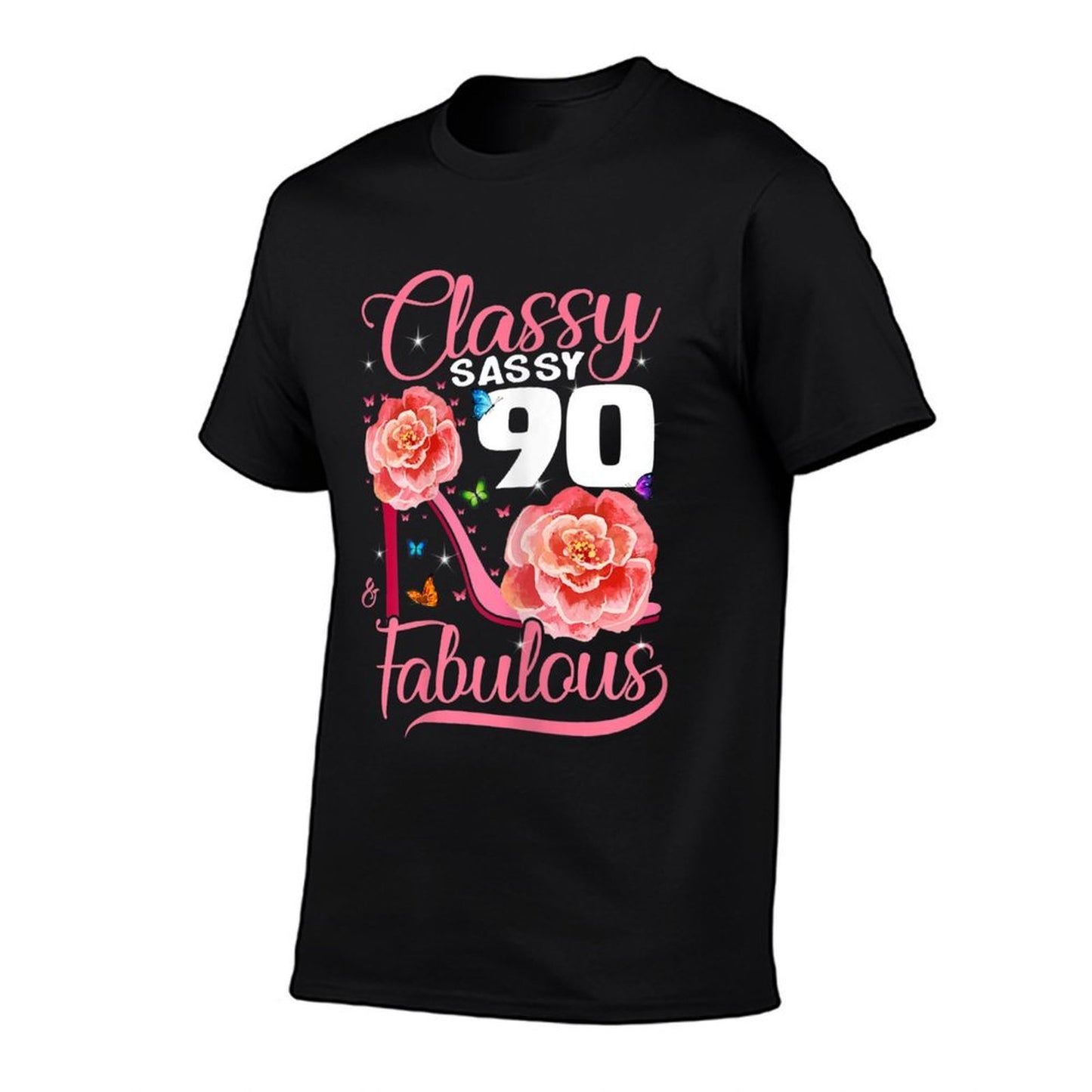 Womens Classy Sassy 90 And Fabulous 90th Birthday Heathered Texture T-Shirt
