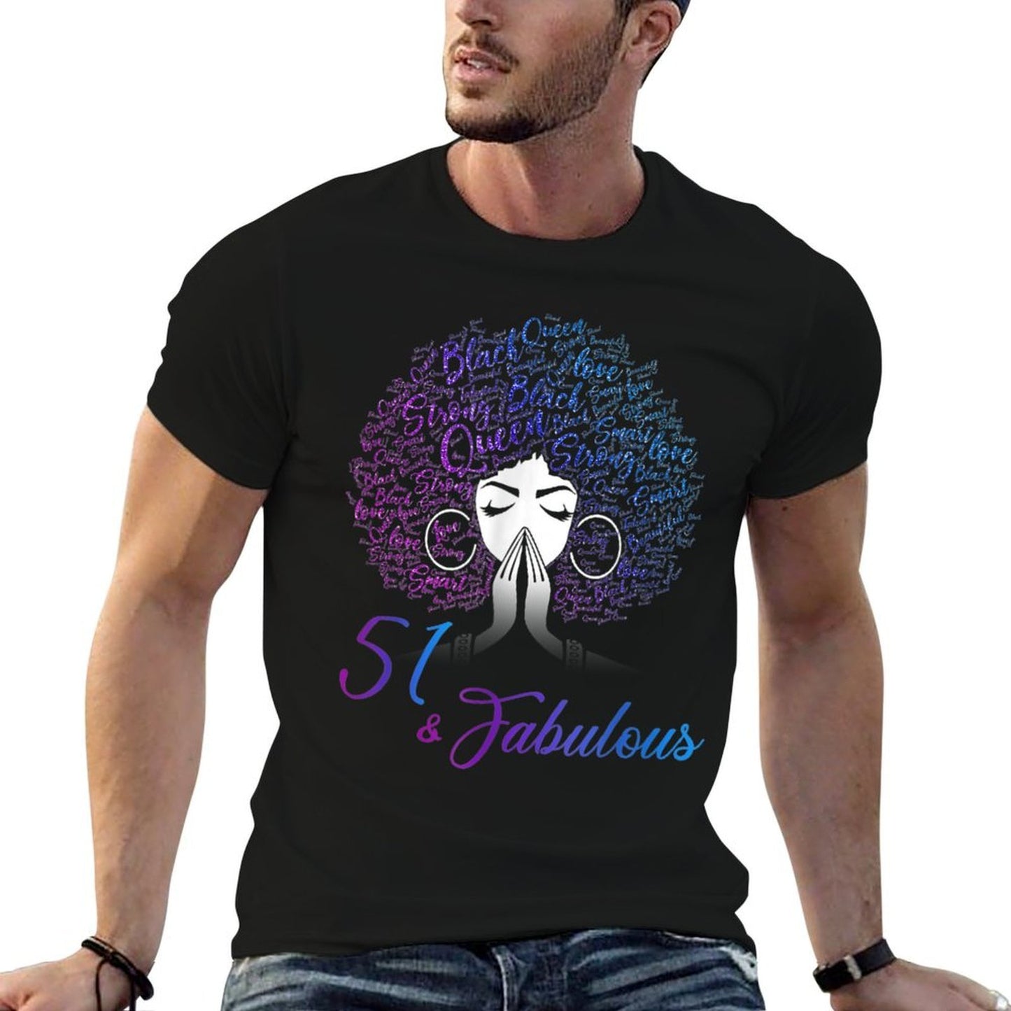 50 Fabulous Afro Hair Black Women 50th Birthday Polyester Blend T-Shirt