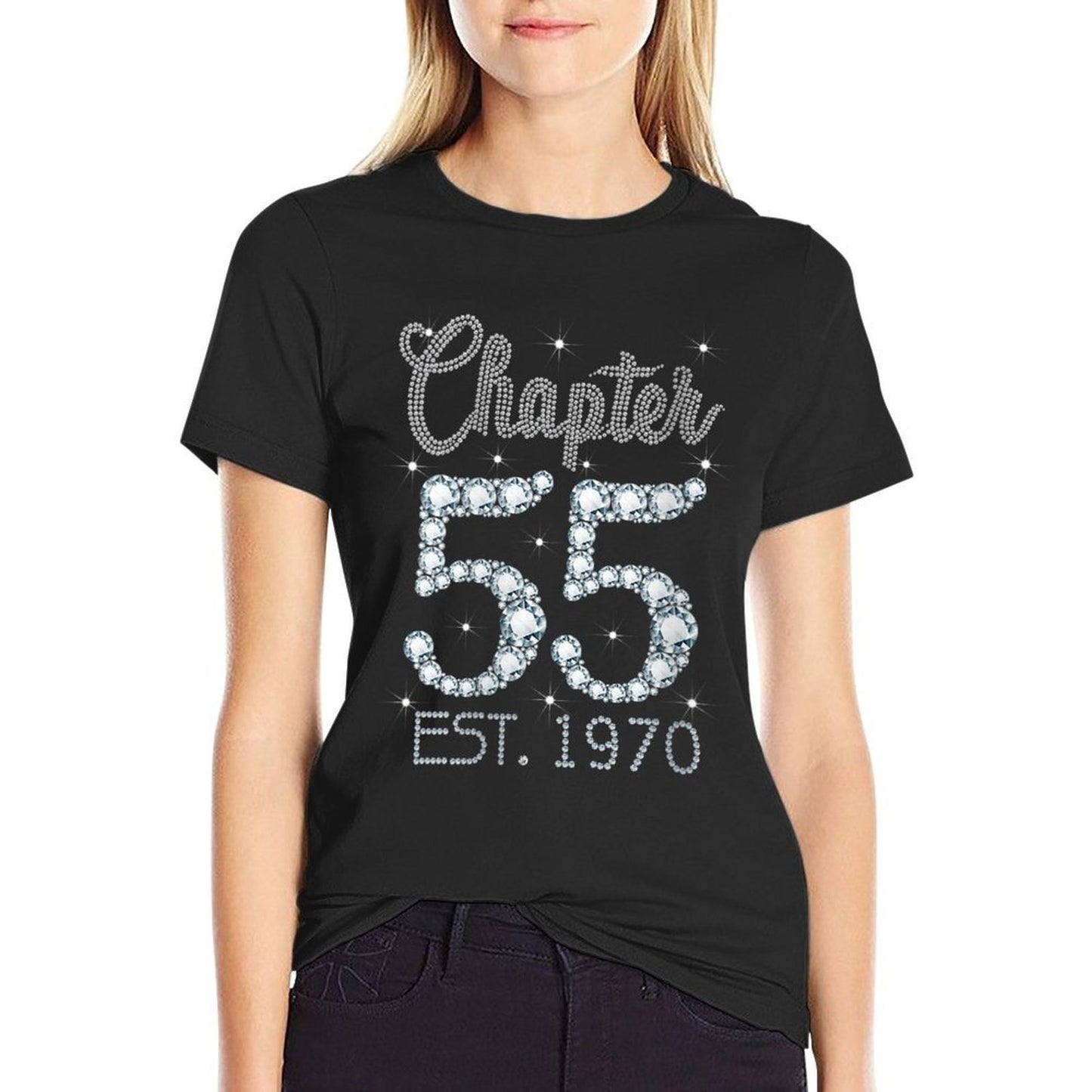 Womens Chapter 55 EST 1970 Happy 55Th Birthday Girl Gift For Her Cotton T-Shirt