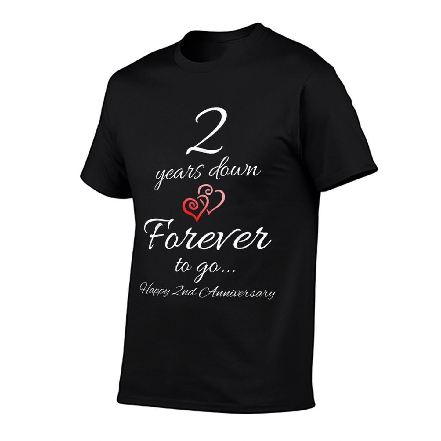 2 Years Down Forever To Go Happy 2nd Anniversary Gift Summer-ready Fabric T-Shirt