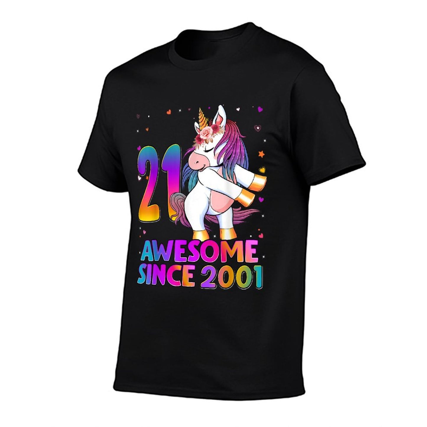 21 Years Old Unicorn Flossing 21st Birthday Girl Unicorn Cotton T-Shirt