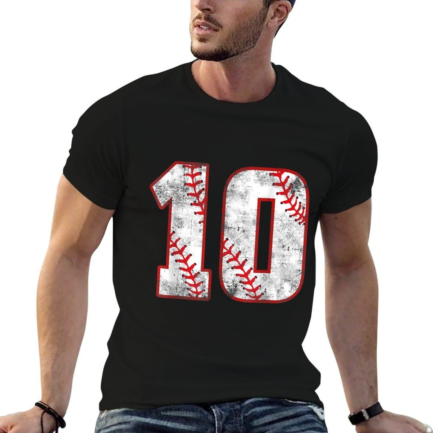Vintage Baseball 10 Jersey Number Eco-friendly Material T-Shirt