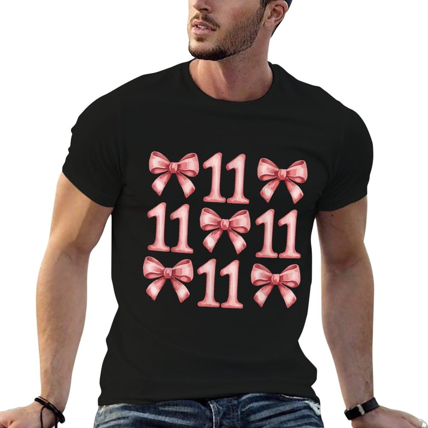 11 Years Old Birthday Girl Coquette Pink Bow Aesthetic Eco-friendly Material T-Shirt