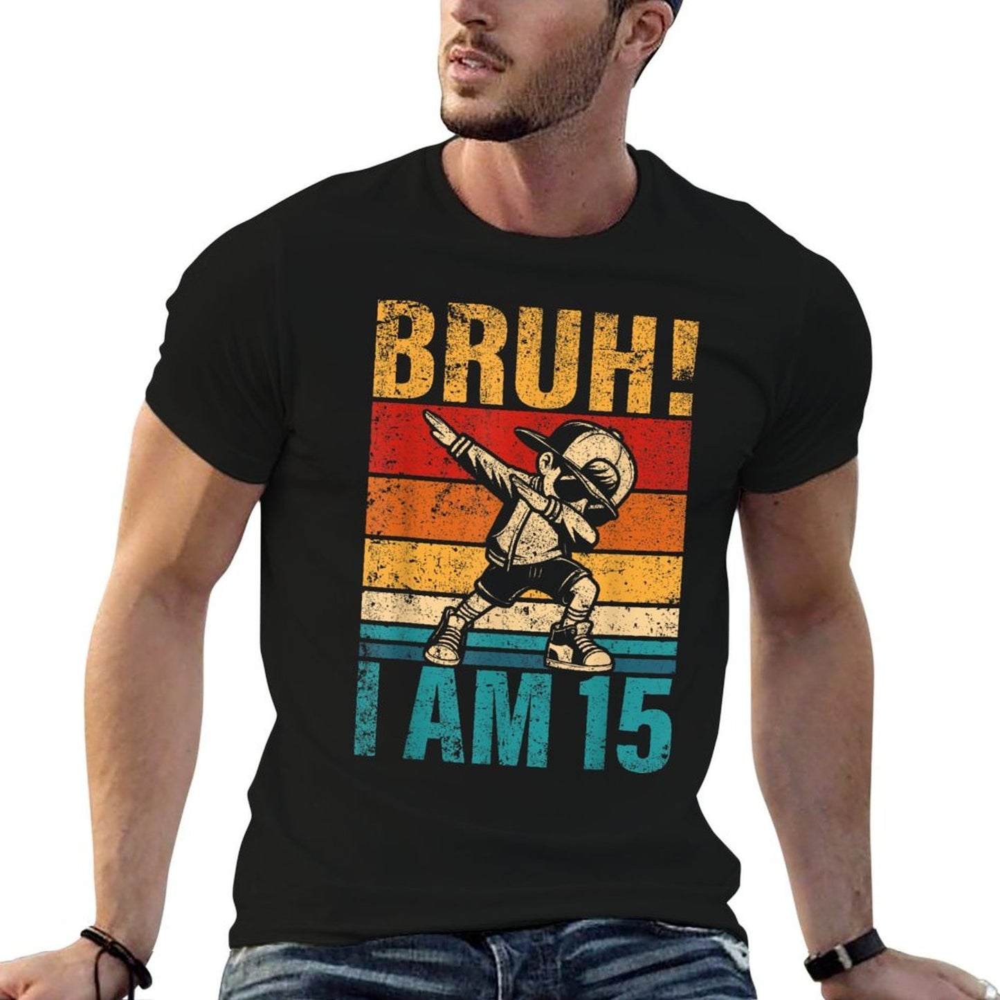 15 Year Old Birthday Dabbing Boy Bruh It's My 15th Birthday Durable T-Shirt