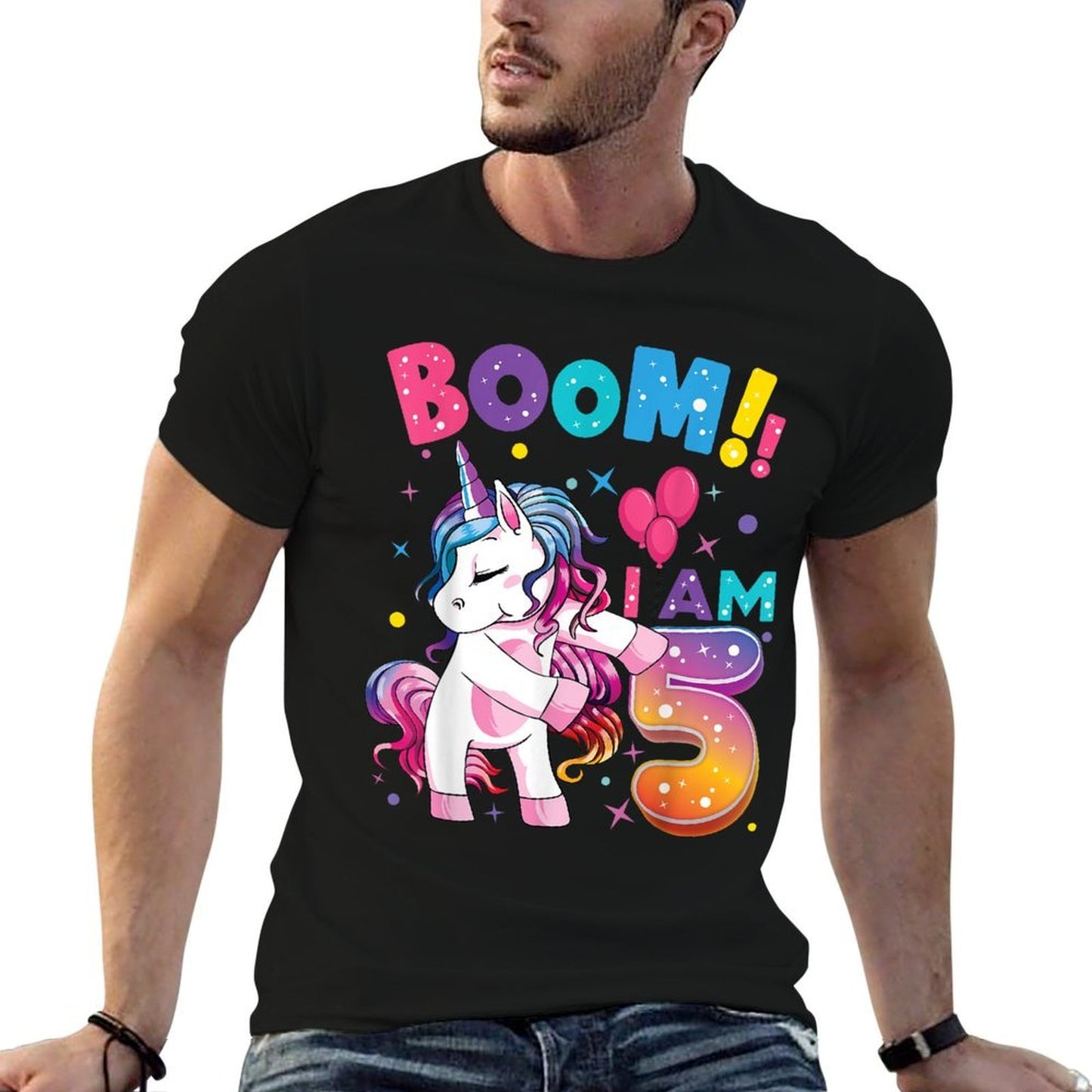 5 Years Old Unicorn Flossing 5th Birthday Girl Unicorn Party Slim-fit Cut T-Shirt