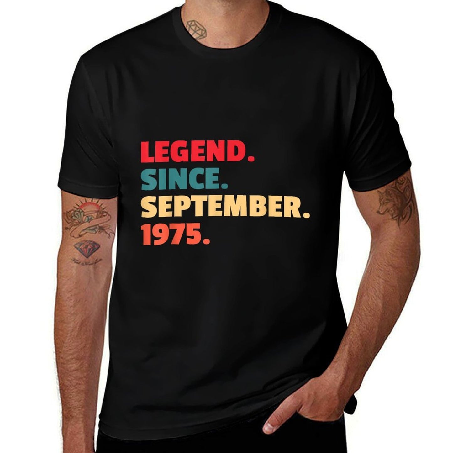 50th Birthday Legend Since September 1975 Retro Tagless Design T-Shirt