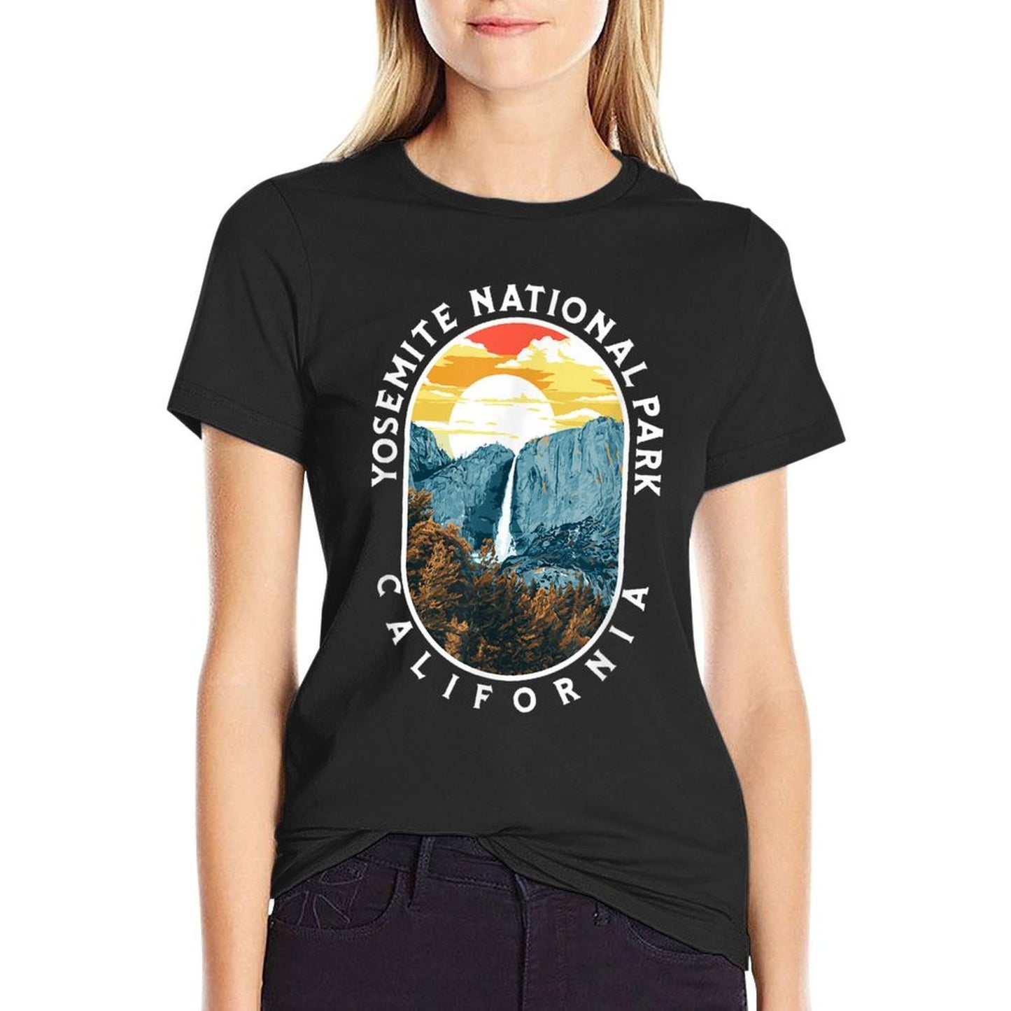 Yosemite Falls - National Park California Retro Graphic-printed T-Shirt