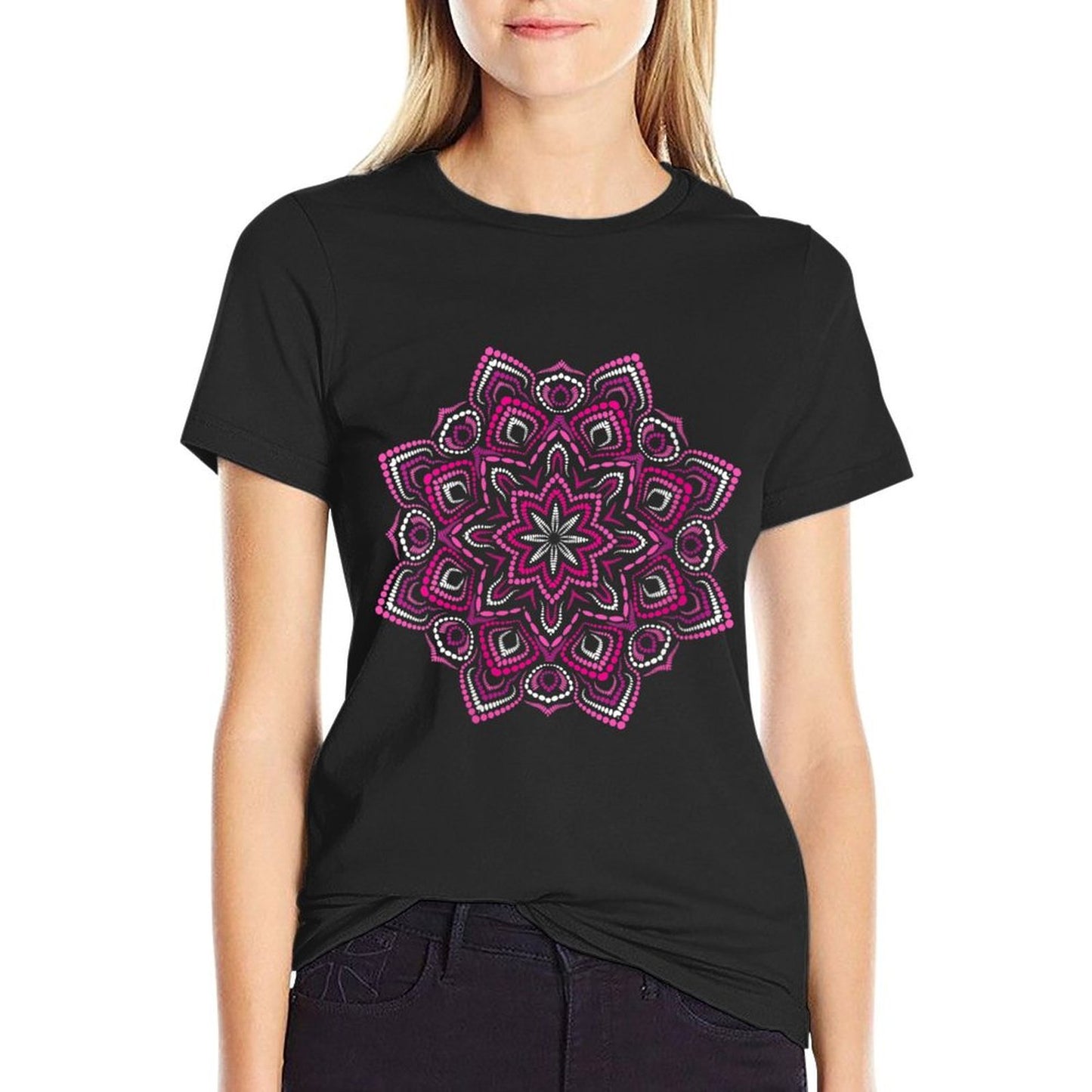 Womens Meditation Mandalas - Namaste Mandala Cotton T-Shirt
