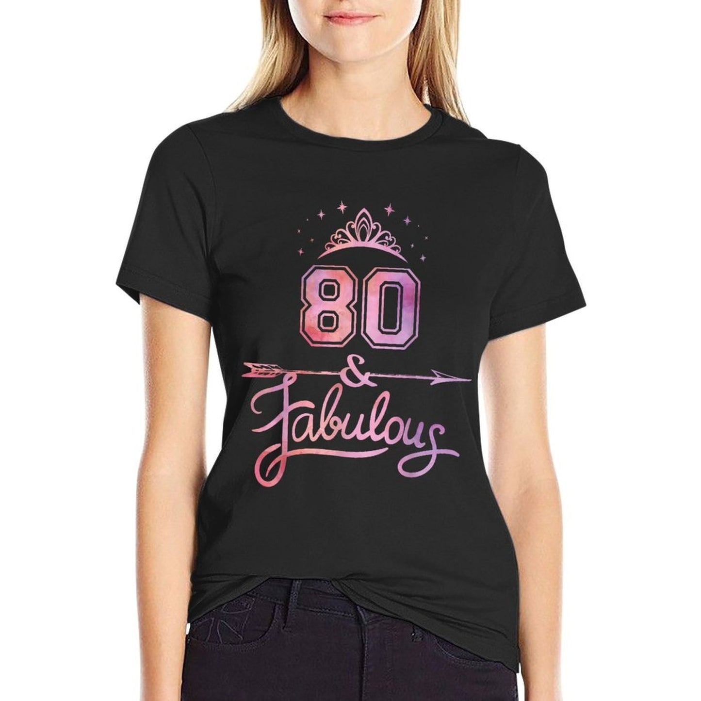 Women 80 Years Old And Fabulous Happy 80th Birthday Slim-fit Cut T-Shirt