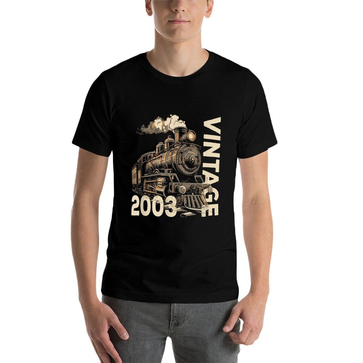 Vintage 2003 Steampunk Steam Train Locomotive 21st Birthday Trendy Pattern T-Shirt