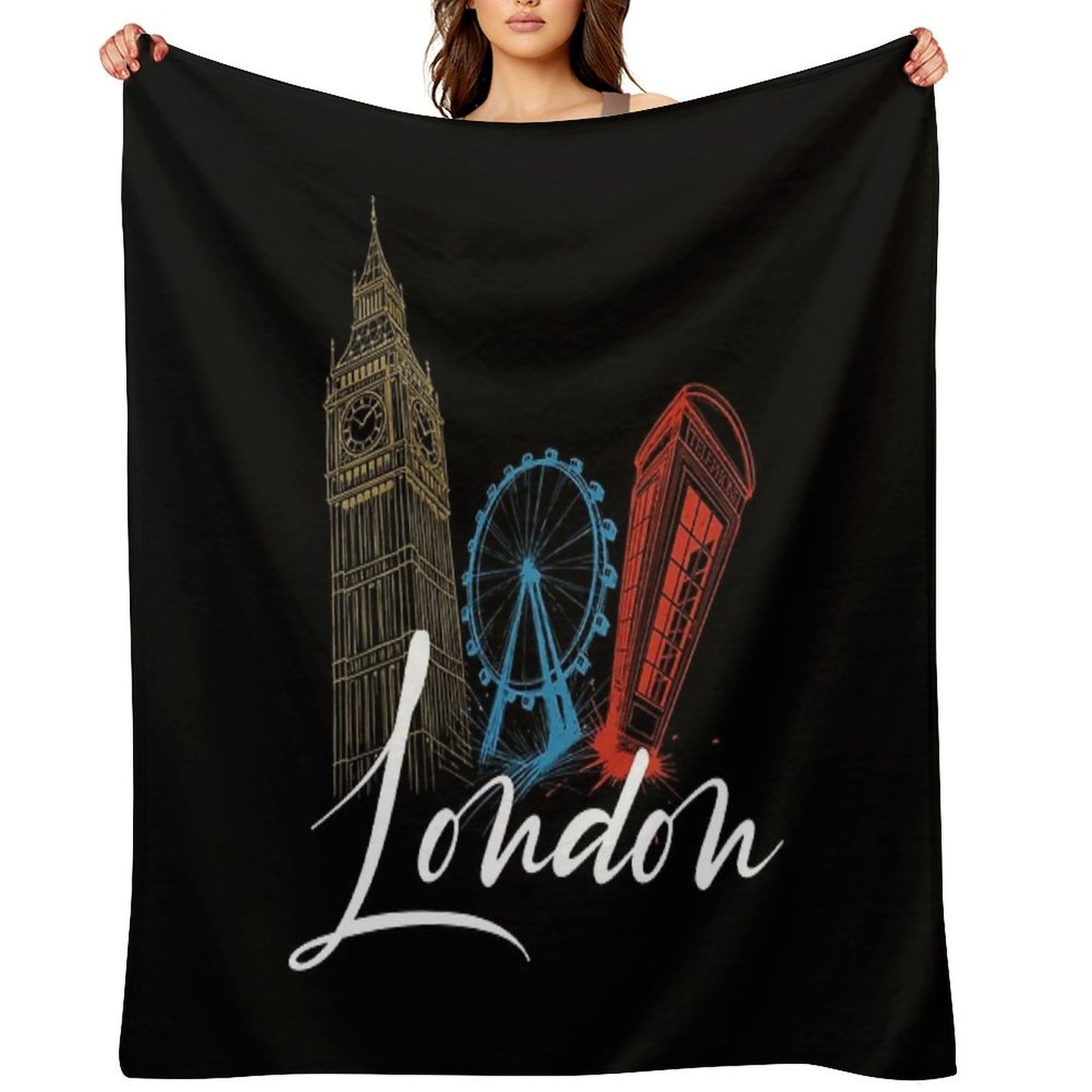 Vibrant London Pop Art Landmarks Velvety-soft Throw Blanket