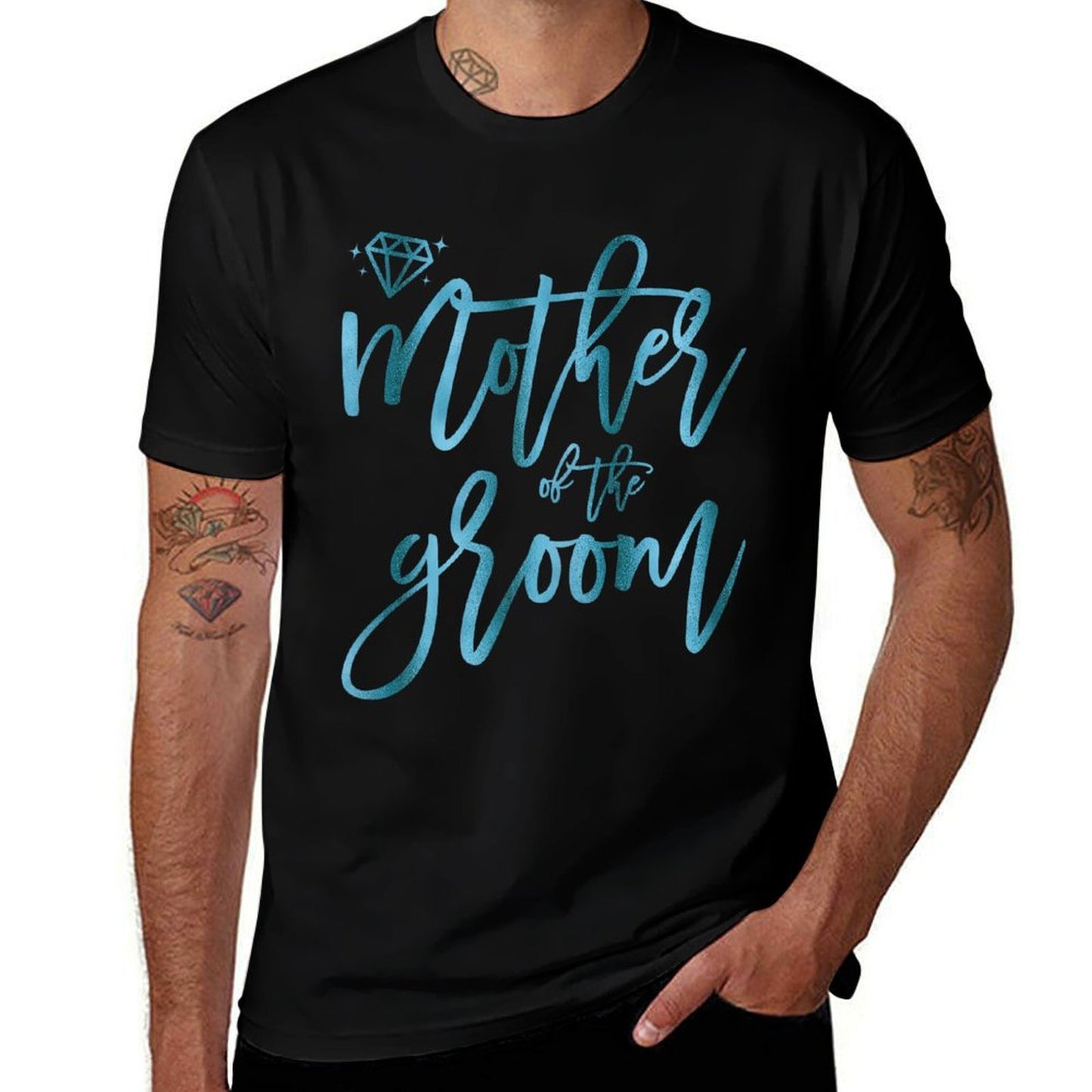 Womens Bridal Partys Teal Mother Of The Groom Cute Summer-ready Fabric T-Shirt