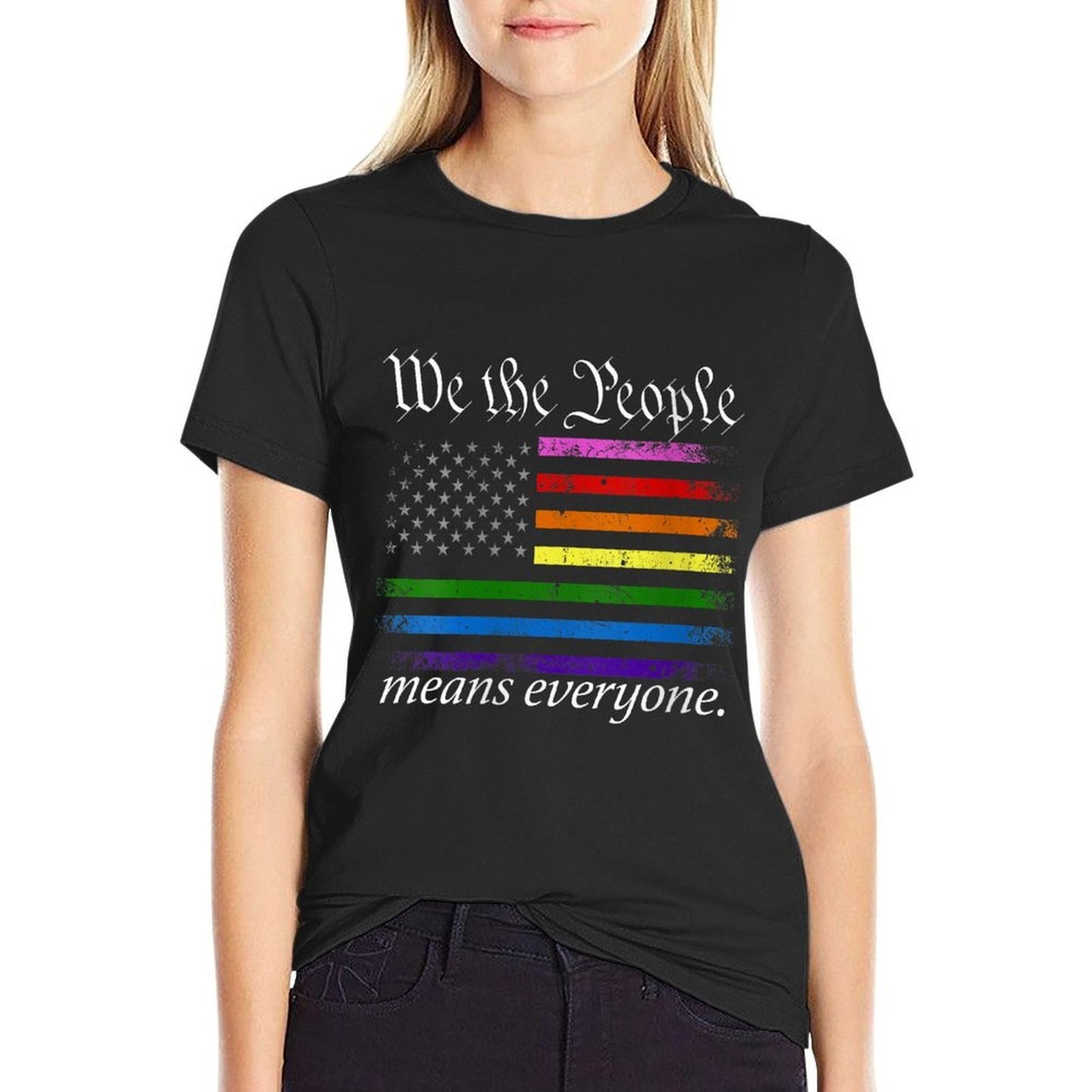 Womens We The People Means Everyone Usa Lgbt Equality Slim-fit Cut T-Shirt