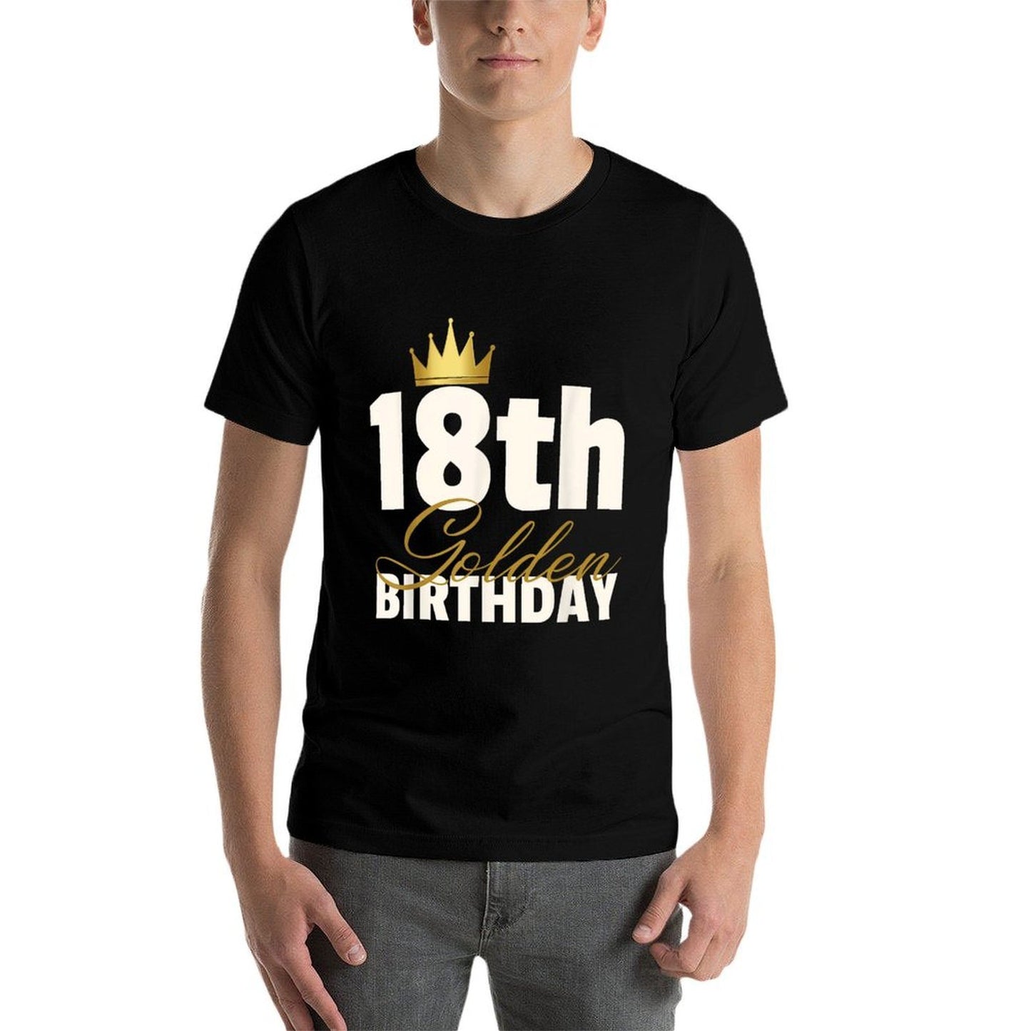 18th Golden Birthday Year Age Crown Oversized Silhouette T-Shirt