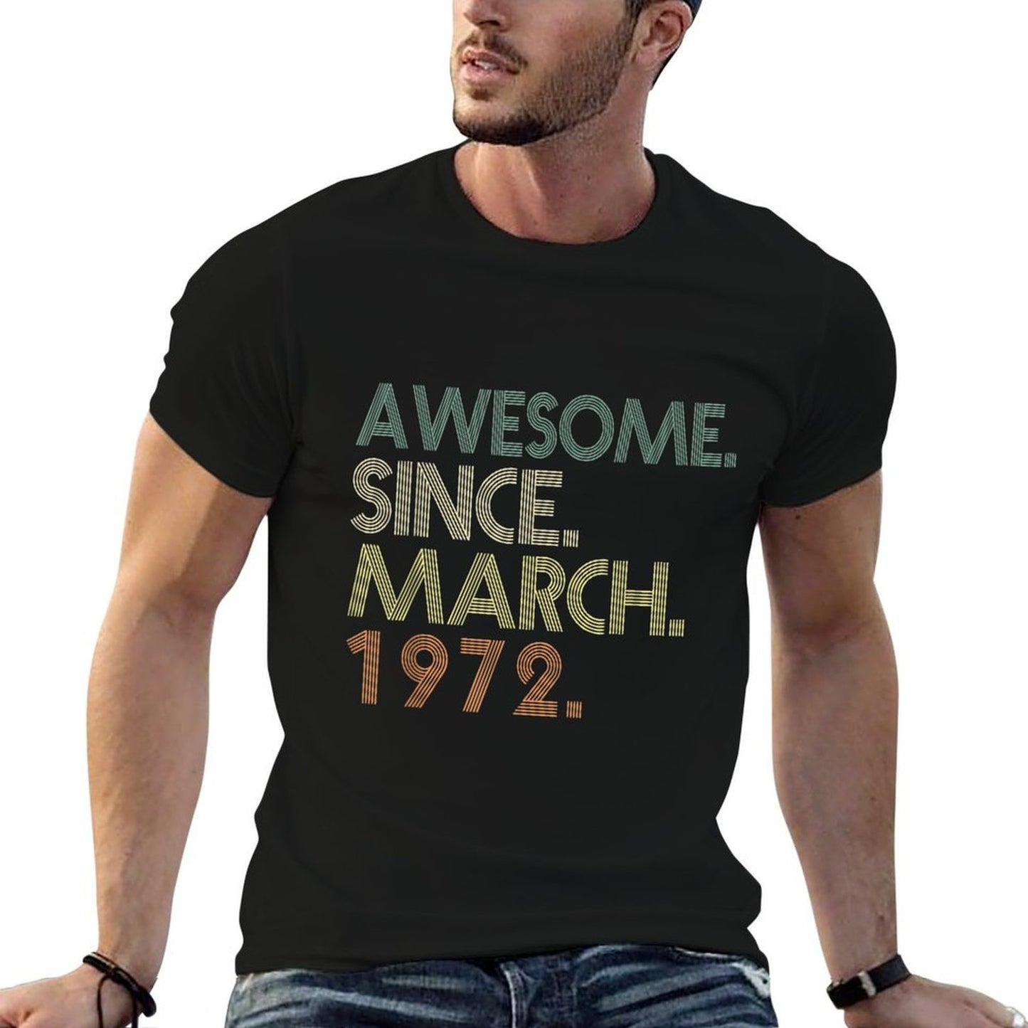 50th Birthday 50 Years Old Awesome Since March 1972 High-quality Stitching T-Shirt