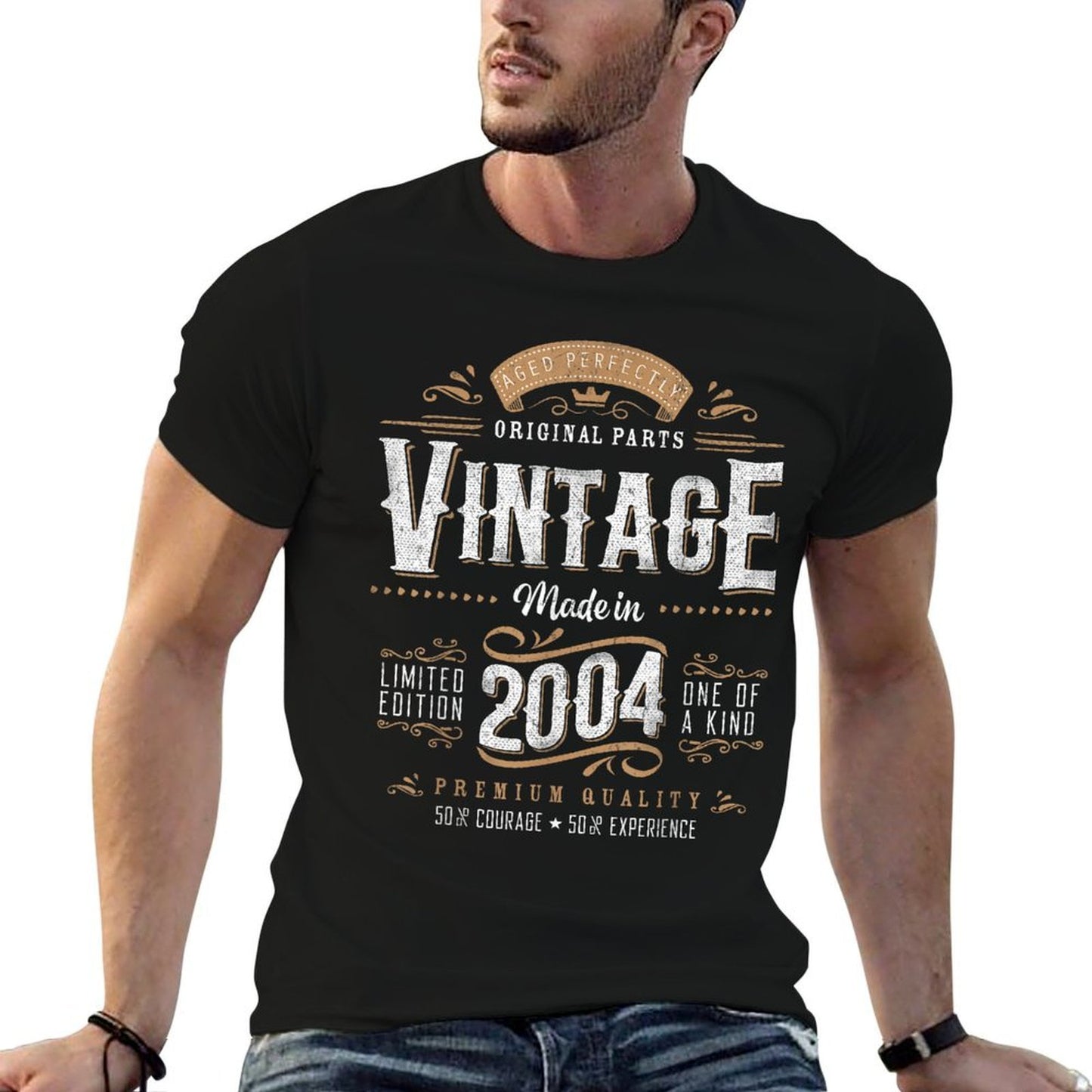 Vintage 2004 21st Birthday Gifts Women Men 21 Year Old Oversized Silhouette T-Shirt