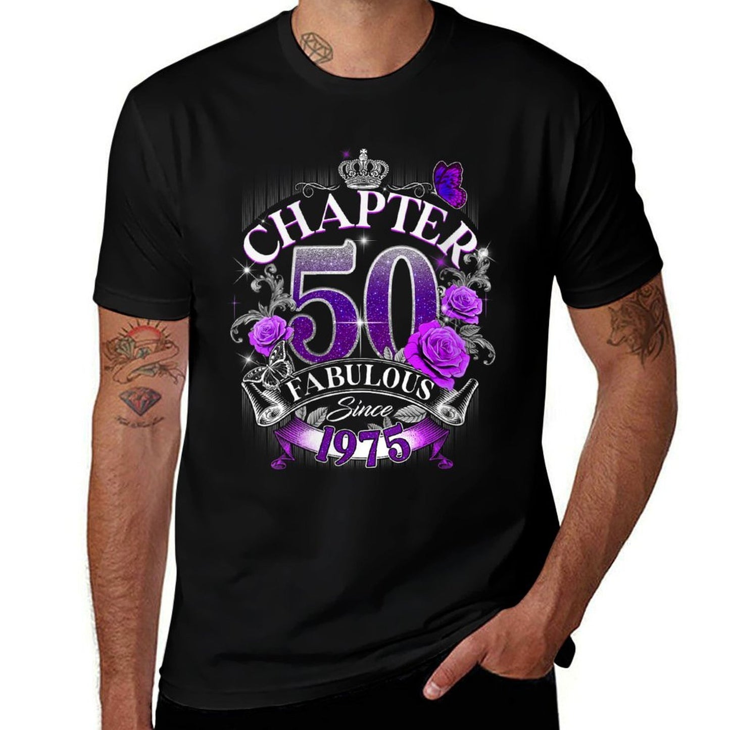 Womens Womens Chapter 50 Fabulous Since 1975 50th Birthday Design Polyester Blend T-Shirt
