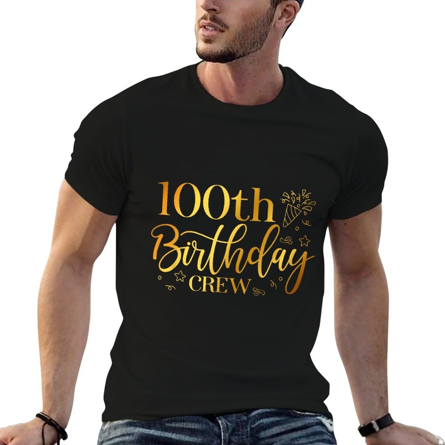 100th Birthday Crew 100 Years Old Bday Matching Group Party Rolled Sleeves T-Shirt