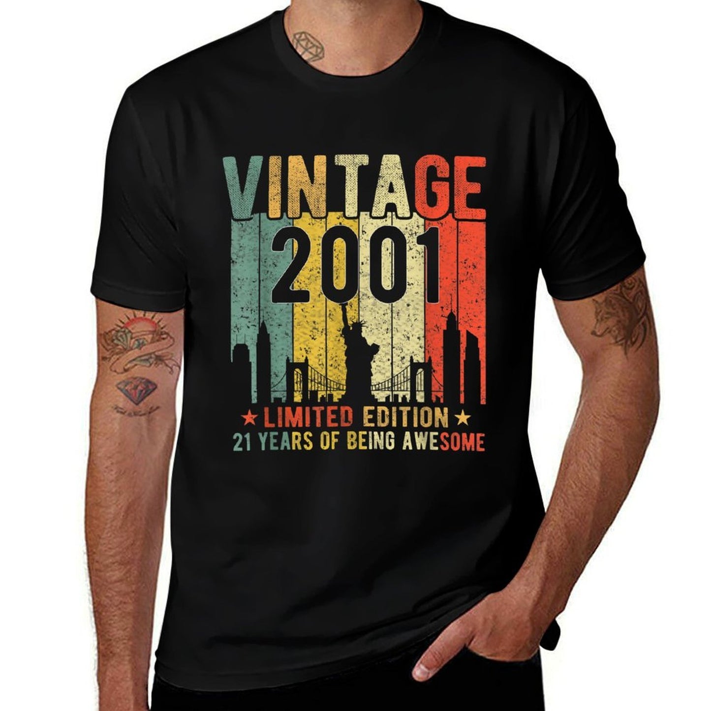 21 Year Old Gifts Vintage 2001 Limited Edition 21st Birthday Summer-ready Fabric T-Shirt