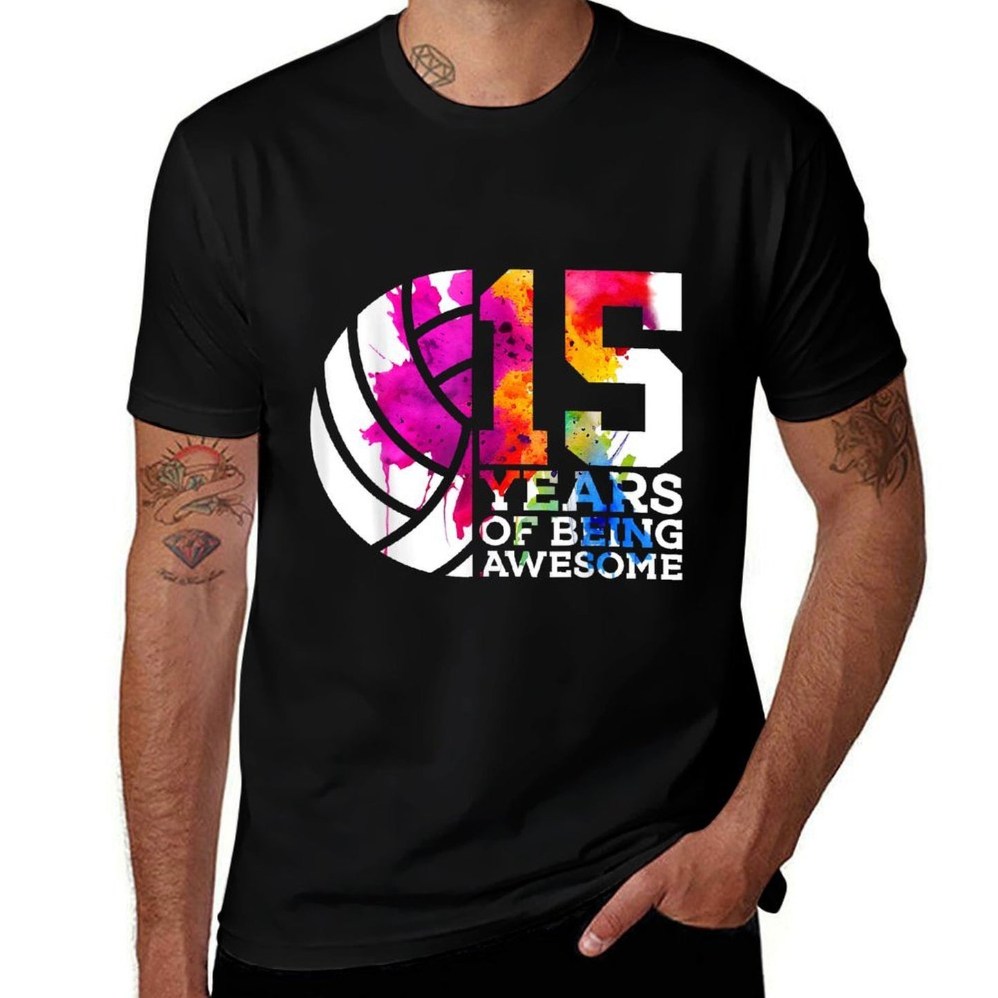 15 YEARS OF BEING AWESOME VOLLEYBALL 15TH BIRTHDAY Affordable Price T-Shirt