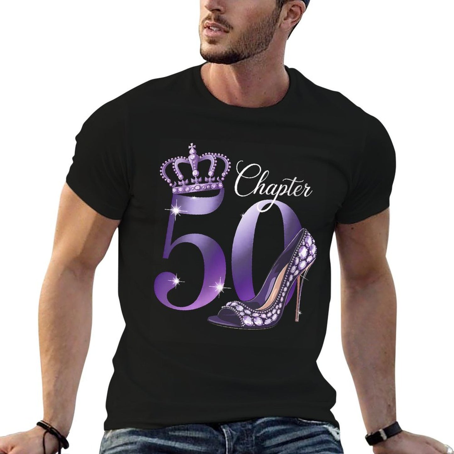 Womens 50th Birthday Decorations for Women Chapter 50 Crown High Relaxed-fit T-Shirt