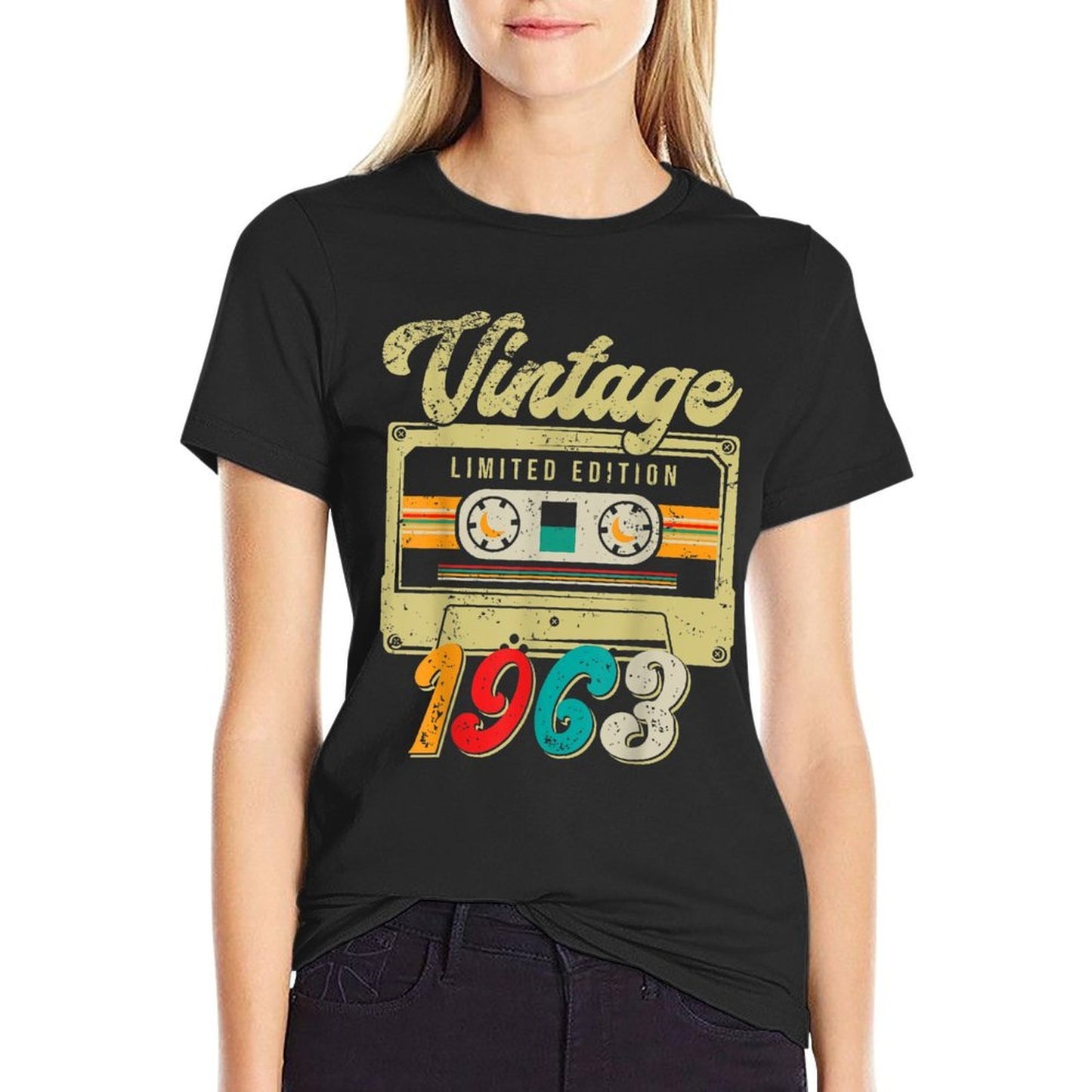 Vintage 1963 Cassette Mixtape 60 Years Old 60th Birthday Stretchy T-Shirt