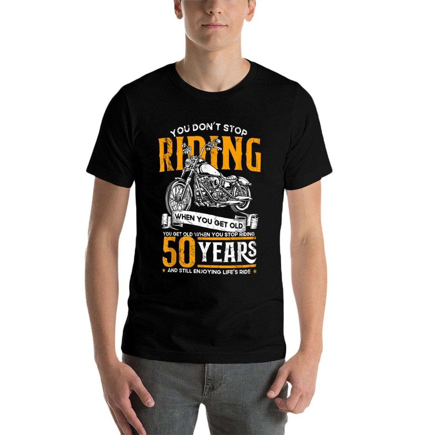 50th Birthday Gift For Men & 50 Years Bikers Don't Stop Riding When You Get Old Motorcycle 50th Birthday Trendy Pattern T-Shirt