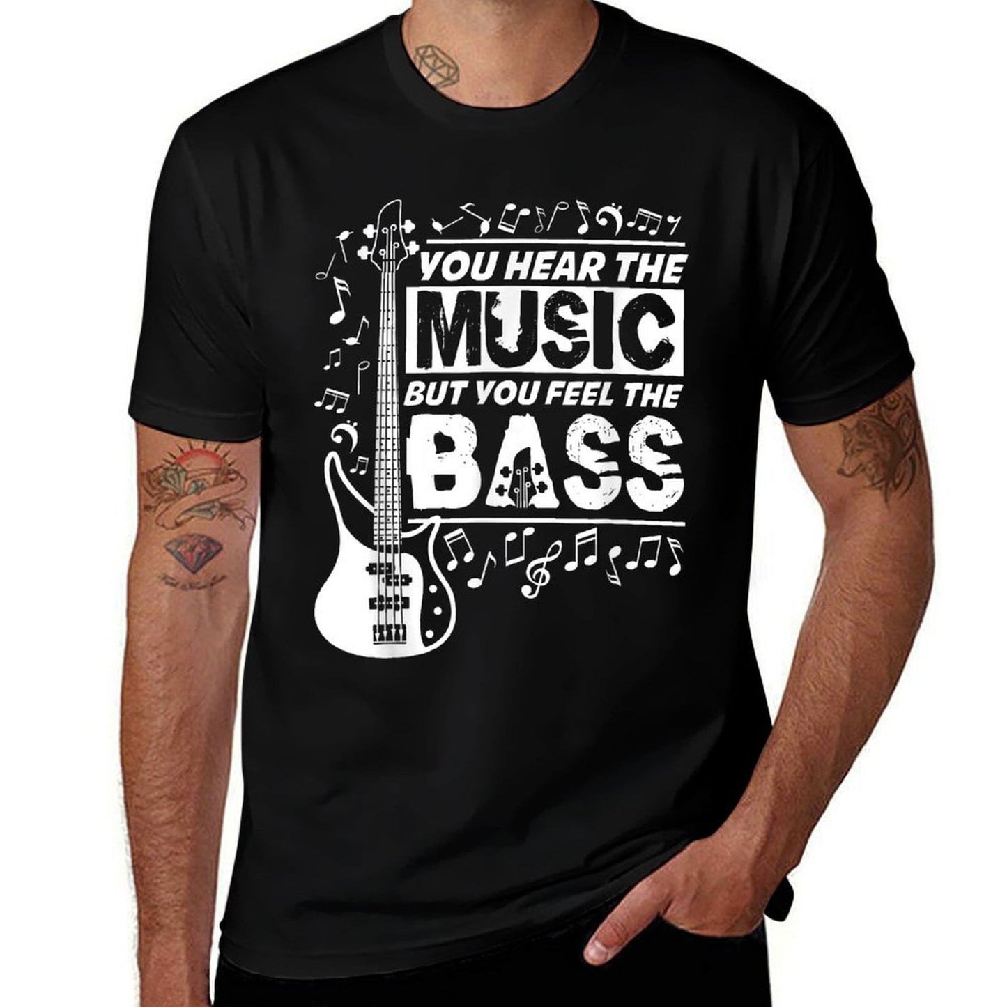 You Hear The Music But You Feel The Bass Funny Bassist Quote Summer-ready Fabric T-Shirt