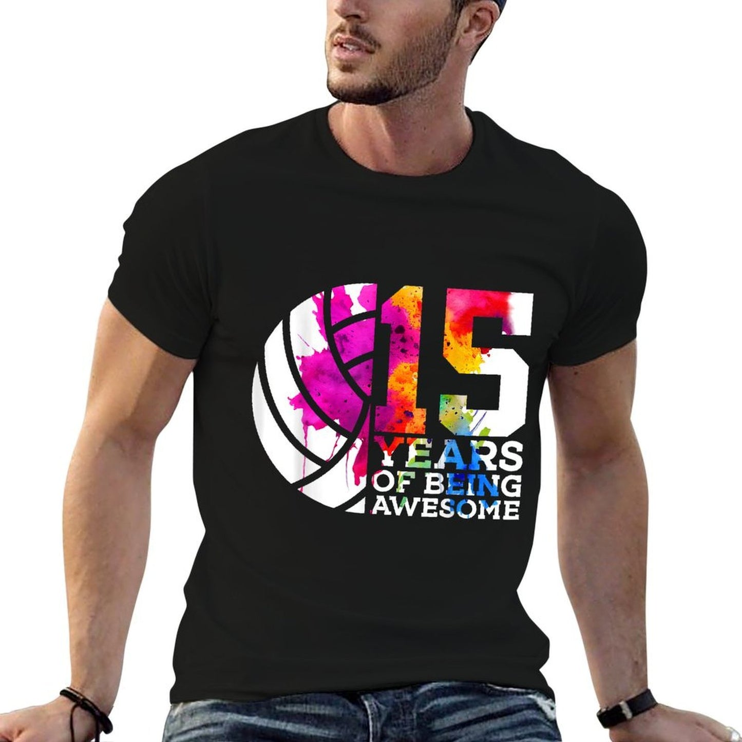 15 YEARS OF BEING AWESOME VOLLEYBALL 15TH BIRTHDAY Affordable Price T-Shirt
