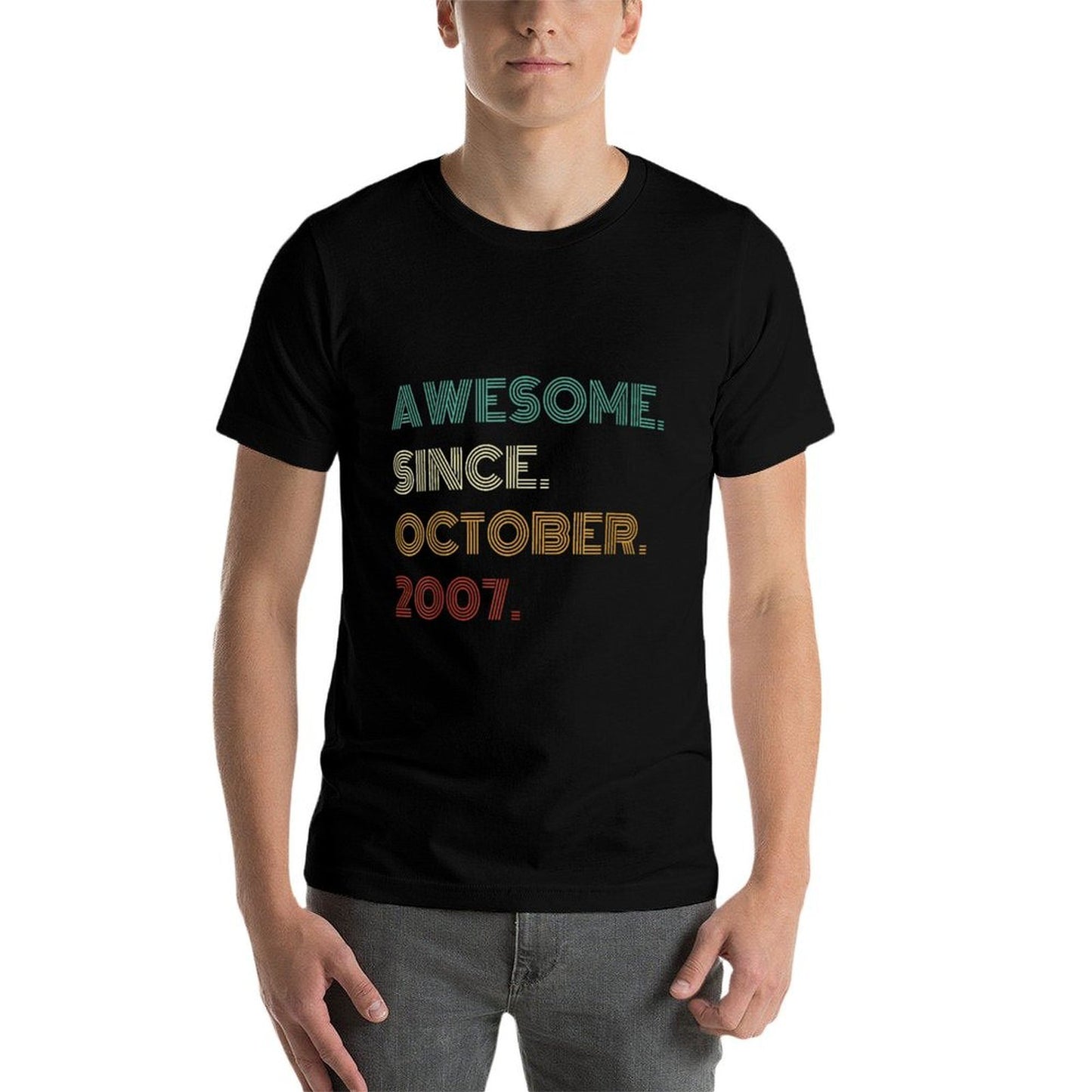 18 Years Old Awesome Since October 2007 18th Birthday Trendy Pattern T-Shirt