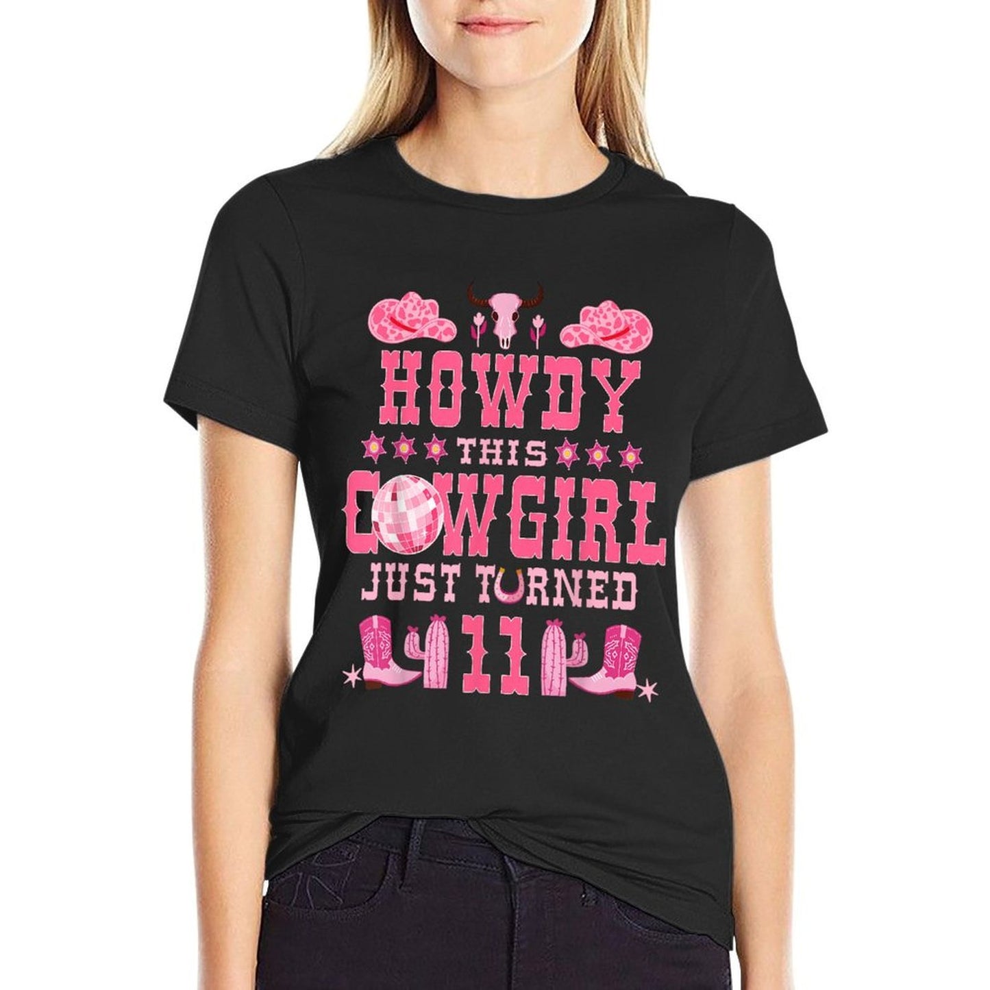 11yr Birthday Cowgirl Western 11Years Old Girl 11th Birthday Wrinkle-resistant T-Shirt