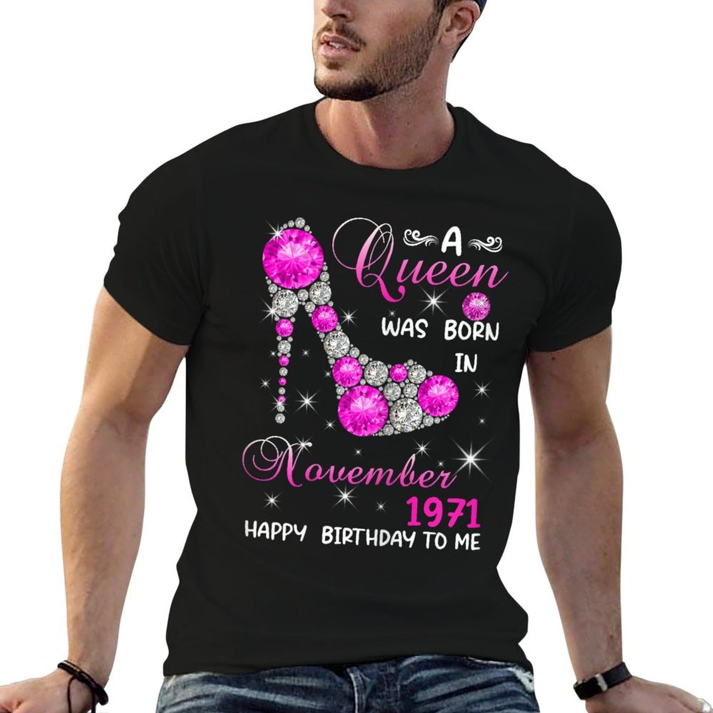 Womens A Queen Was Born In November 1971 High Heel 50th Birthday Breathable T-Shirt