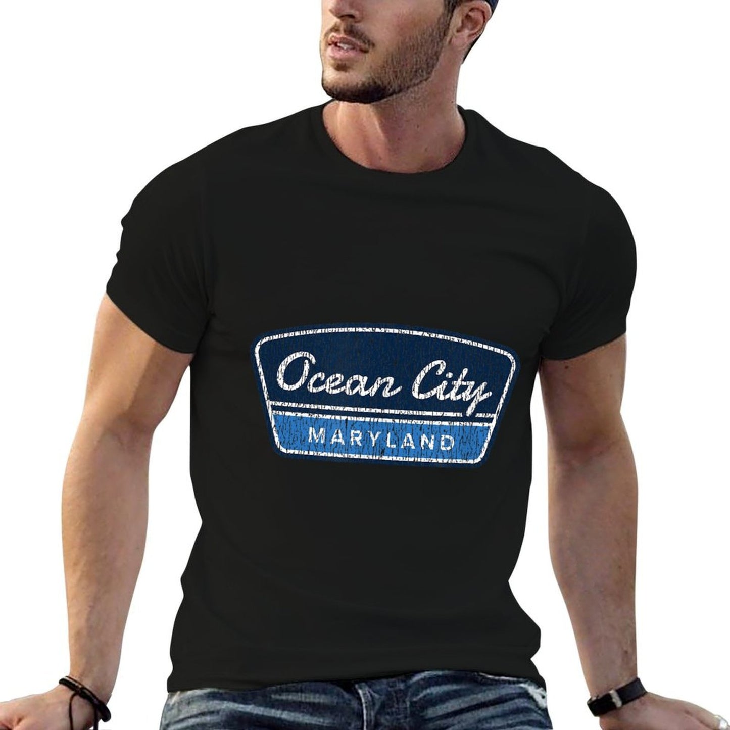 Vintage Ocean City Maryland MD Beach Vacation Souvenir Boys Wrinkle-resistant T-Shirt
