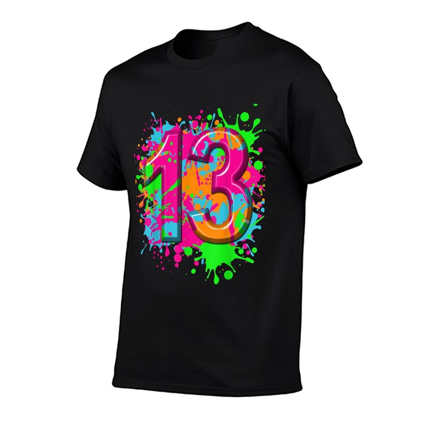 13th Birthday Paint Splashes T-shirt Kids Girls Boys 13 Year Easy-care T-Shirt