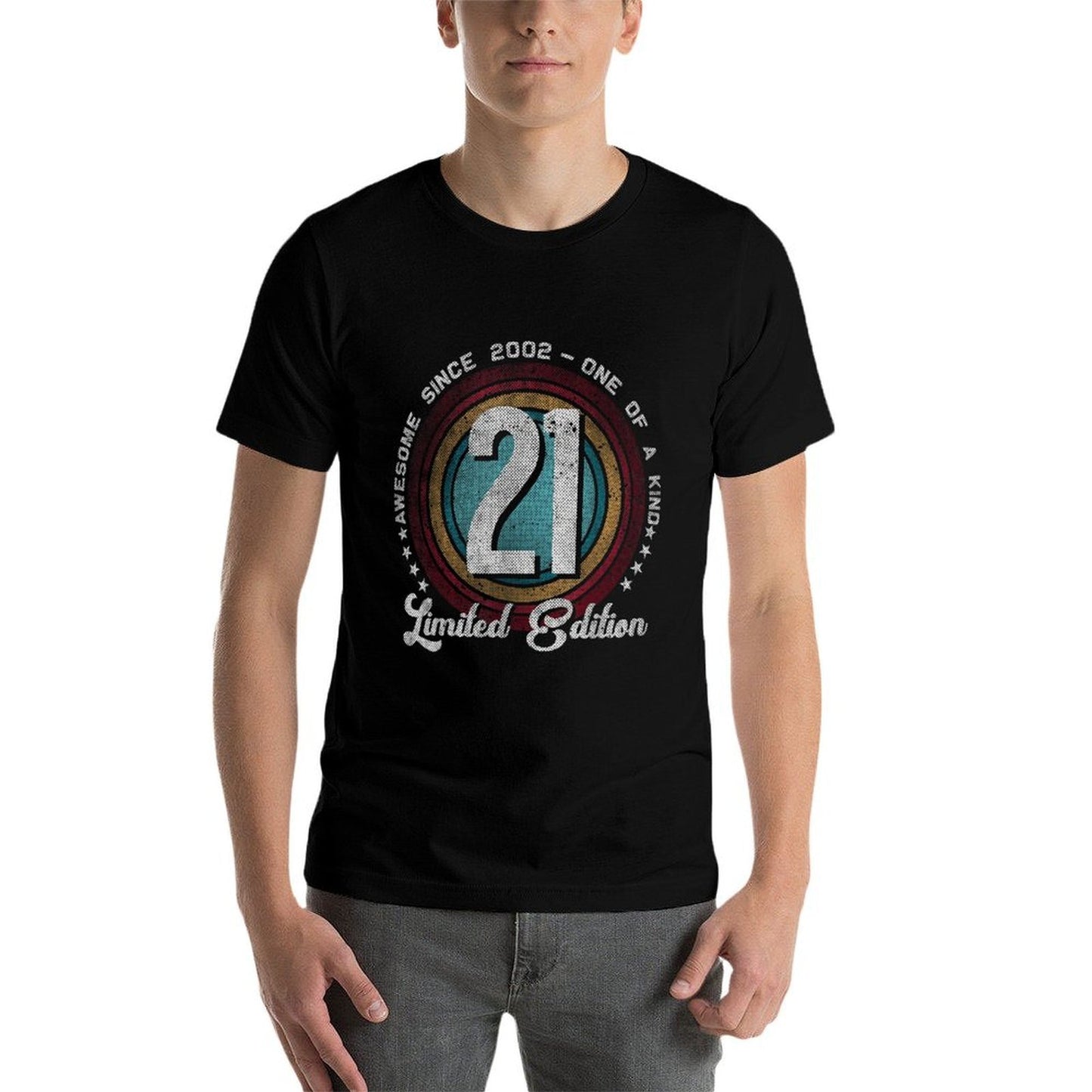 Vintage 2002 21 Year Old Gifts Limited Edition 21st Birthday Heathered Texture T-Shirt