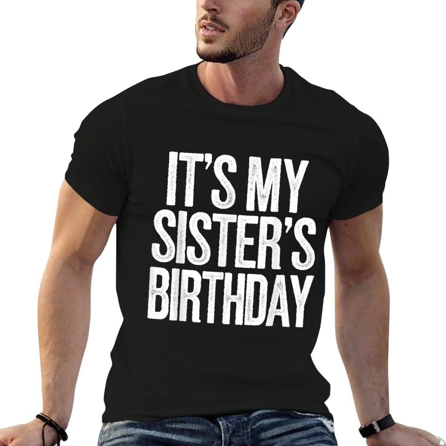 Vintage It's My Sister's Birthday Distressed Men Women Kids Lightweight T-Shirt