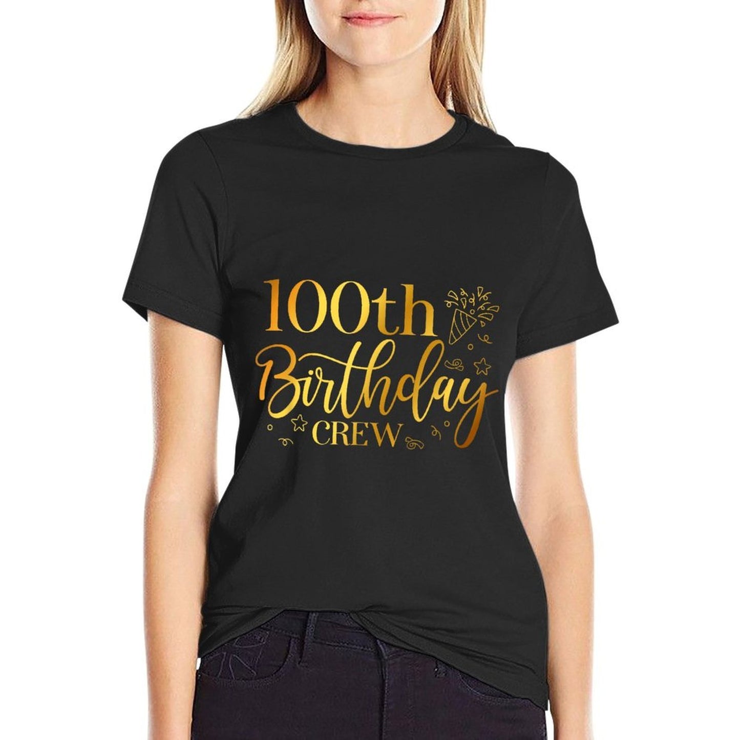 100th Birthday Crew 100 Years Old Bday Matching Group Party Rolled Sleeves T-Shirt