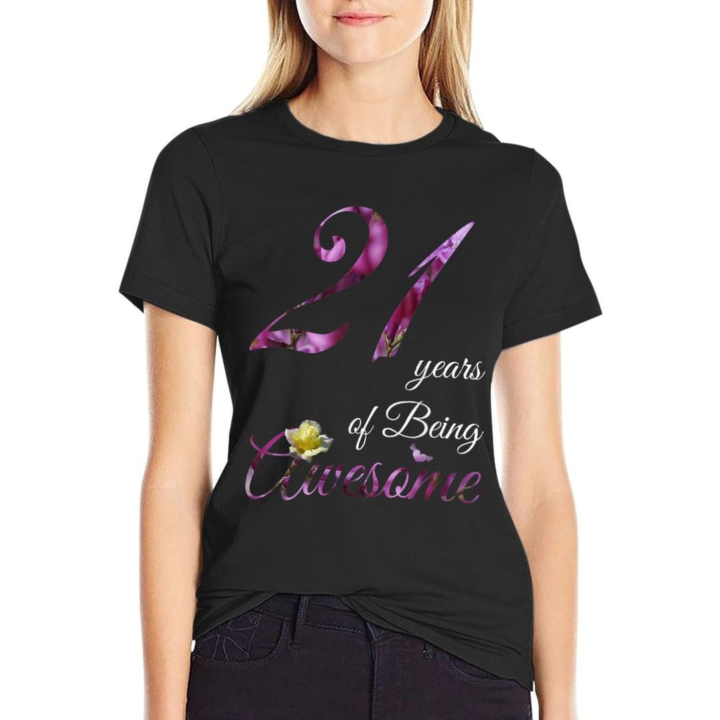 21 Year Old Awesome Floral 2001 21st Birthday Gift Soft T-Shirt
