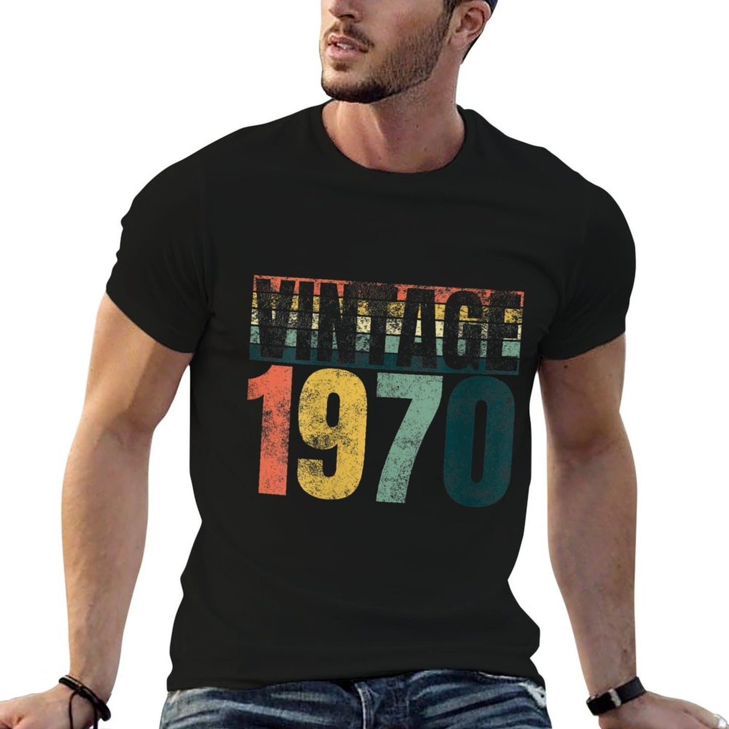Womens Vintage 1970 Bday Turning 50 Gifts Distressed 50th Birthday Graphic-printed T-Shirt