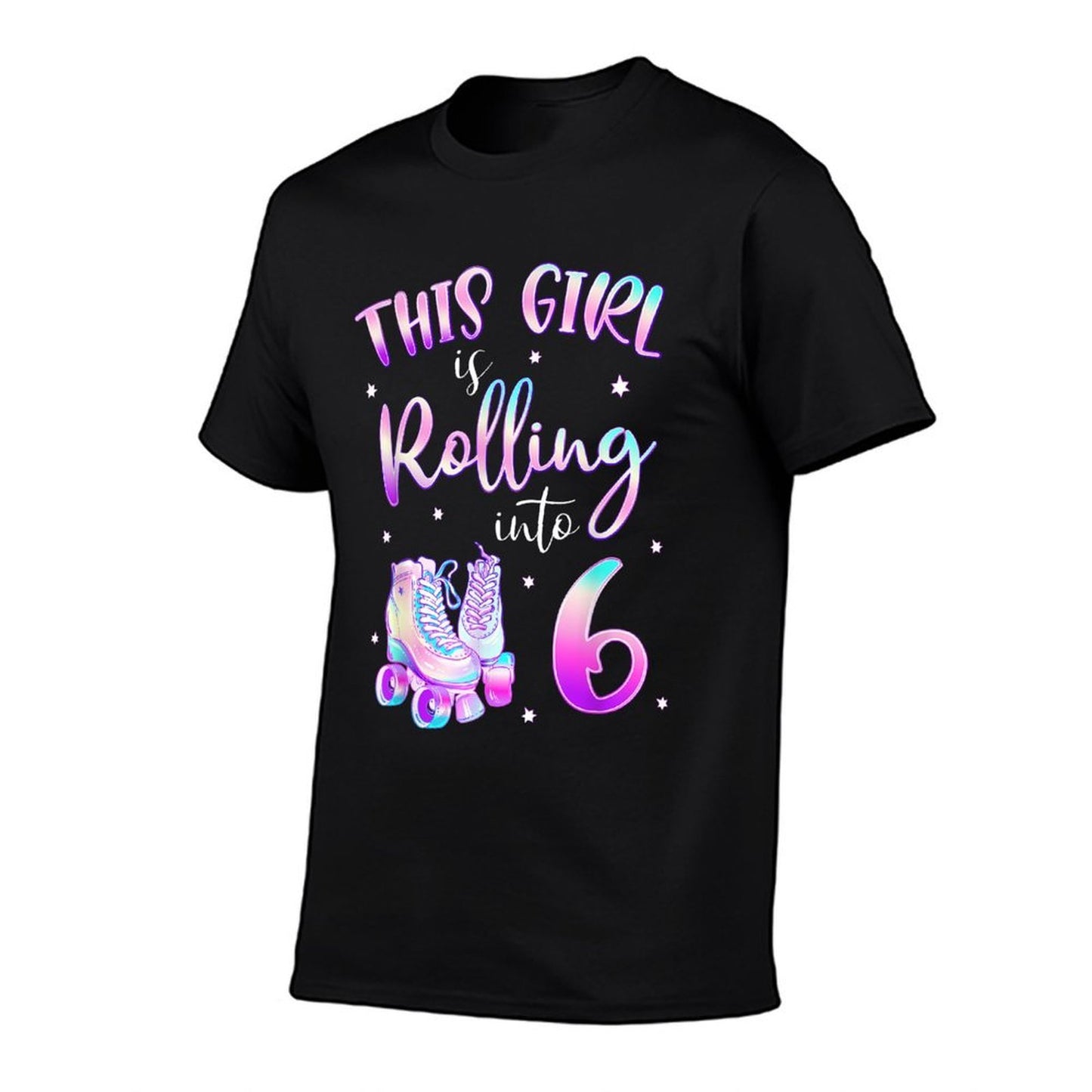 6th Bday Rolling Into 6 Birthday Girl Roller Skate Party Lightweight T-Shirt