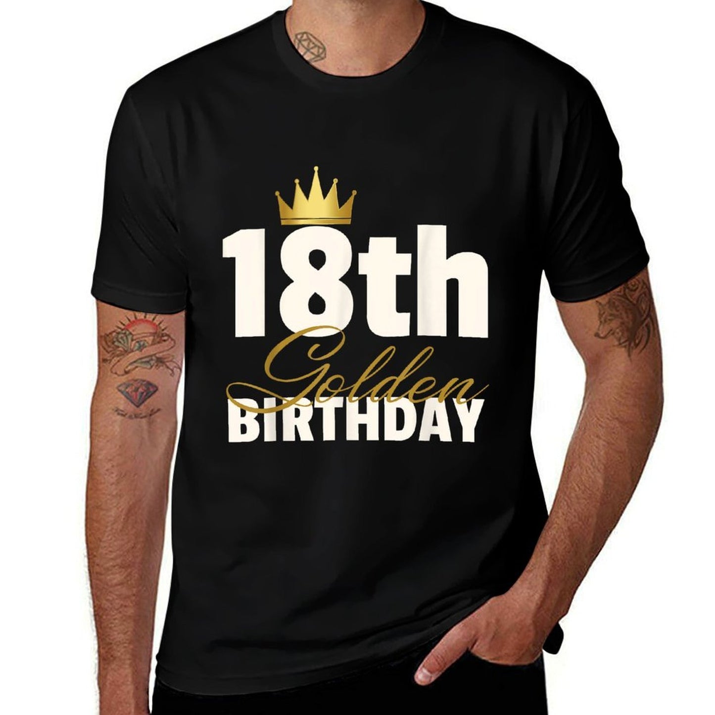 18th Golden Birthday Year Age Crown Oversized Silhouette T-Shirt