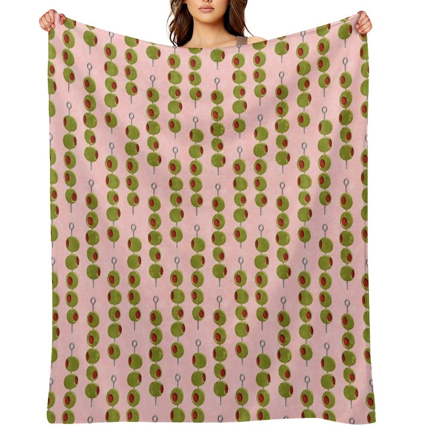 Martini Cocktail Olives - Olives on A Stick (pink) Machine-washable Throw Blanket