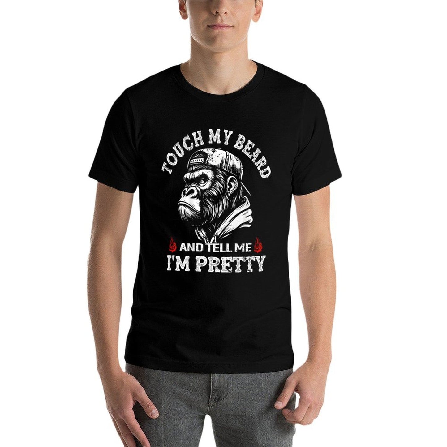 (On Back) Touch My Beard And Tell Me Im Pretty Monkey Versatile T-Shirt