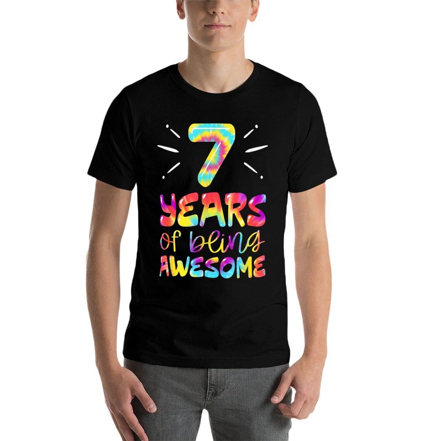 7 Years of Being Awesome Tie Dye 7 Years Old 7th Birthday Tagless Design T-Shirt