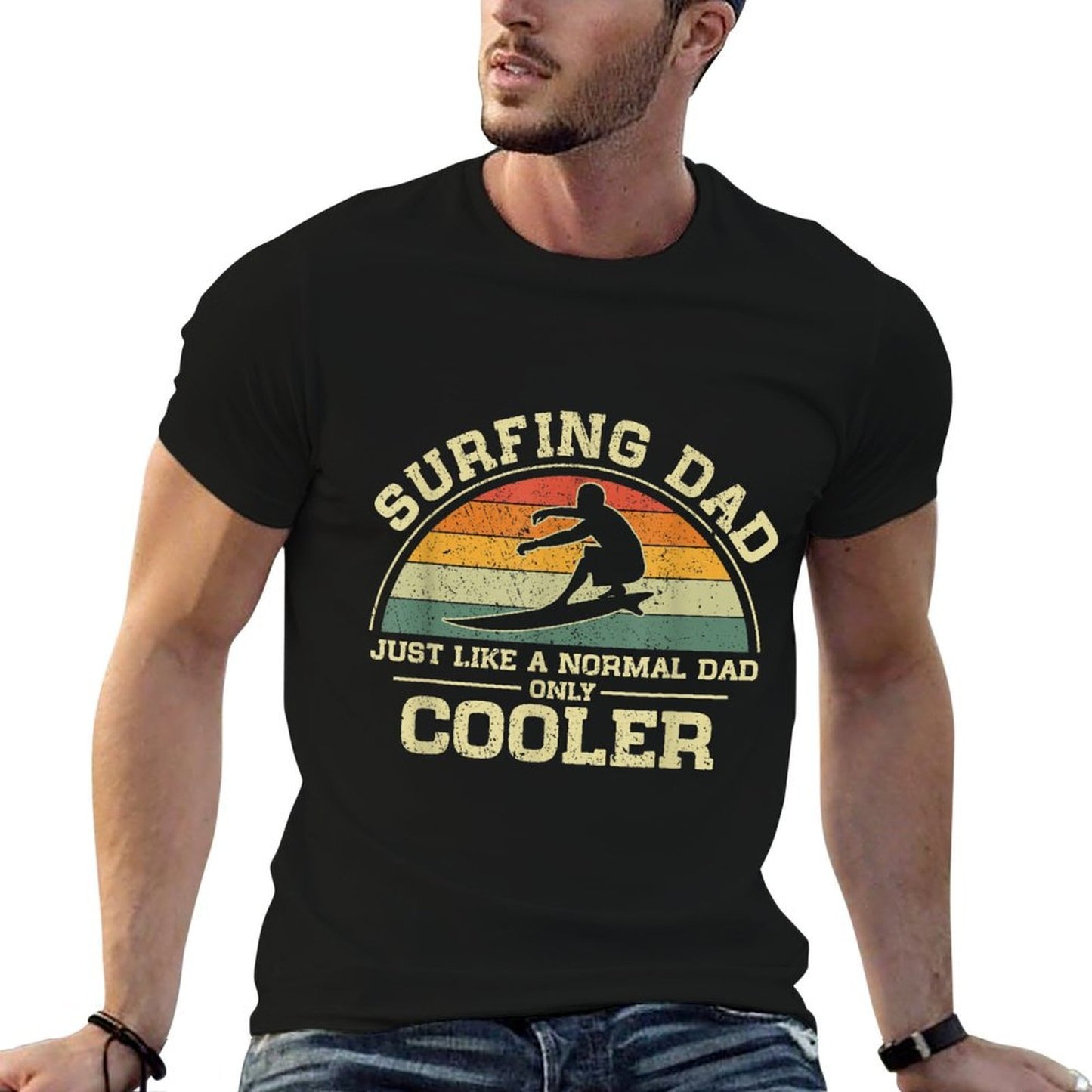 Vintage Surfing Dad Just Like A Normal Dad Only Cooler Heathered Texture T-Shirt