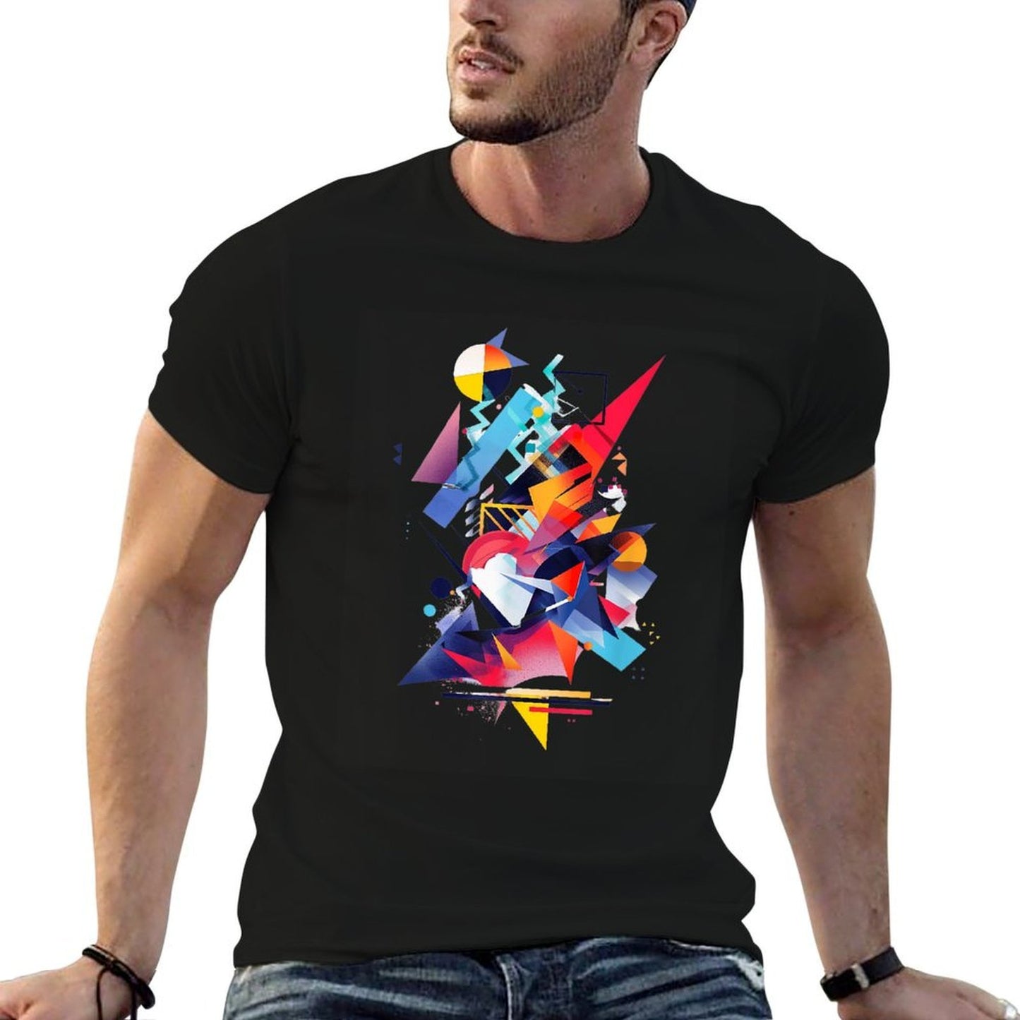 Vibrant Geometric Abstract Art Slim-fit Cut T-Shirt