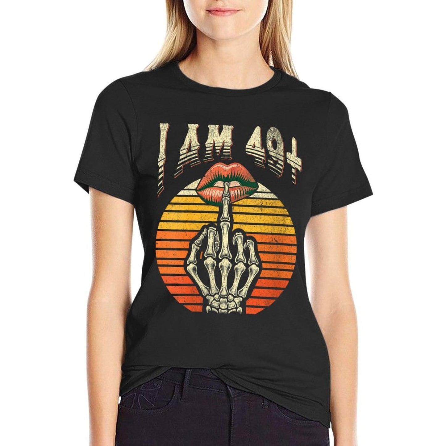 Womens 50th Birthday I Am 49 Plus 1 Middle Finger Vintage 49+1 Tagless Design T-Shirt