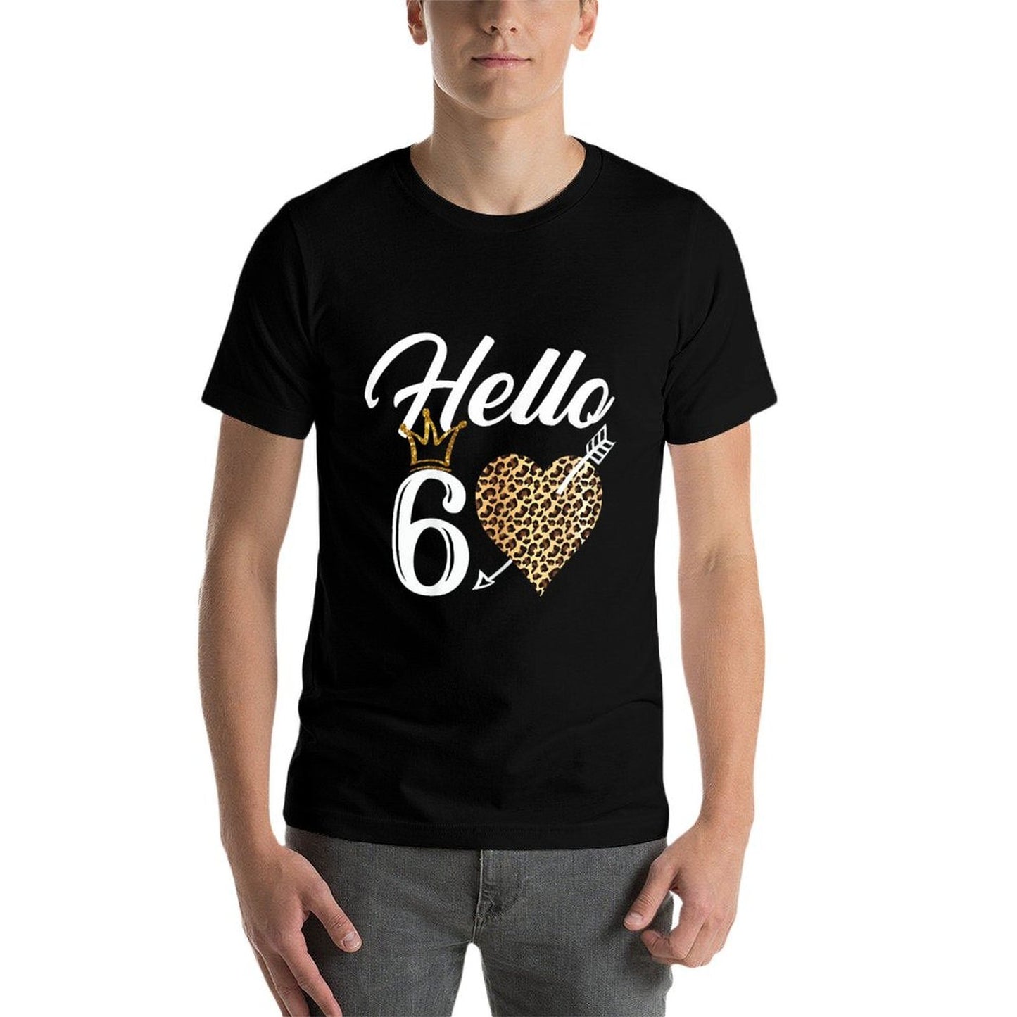 60th Birthday Shirt Hello 60 with Leopard Trendy Pattern T-Shirt
