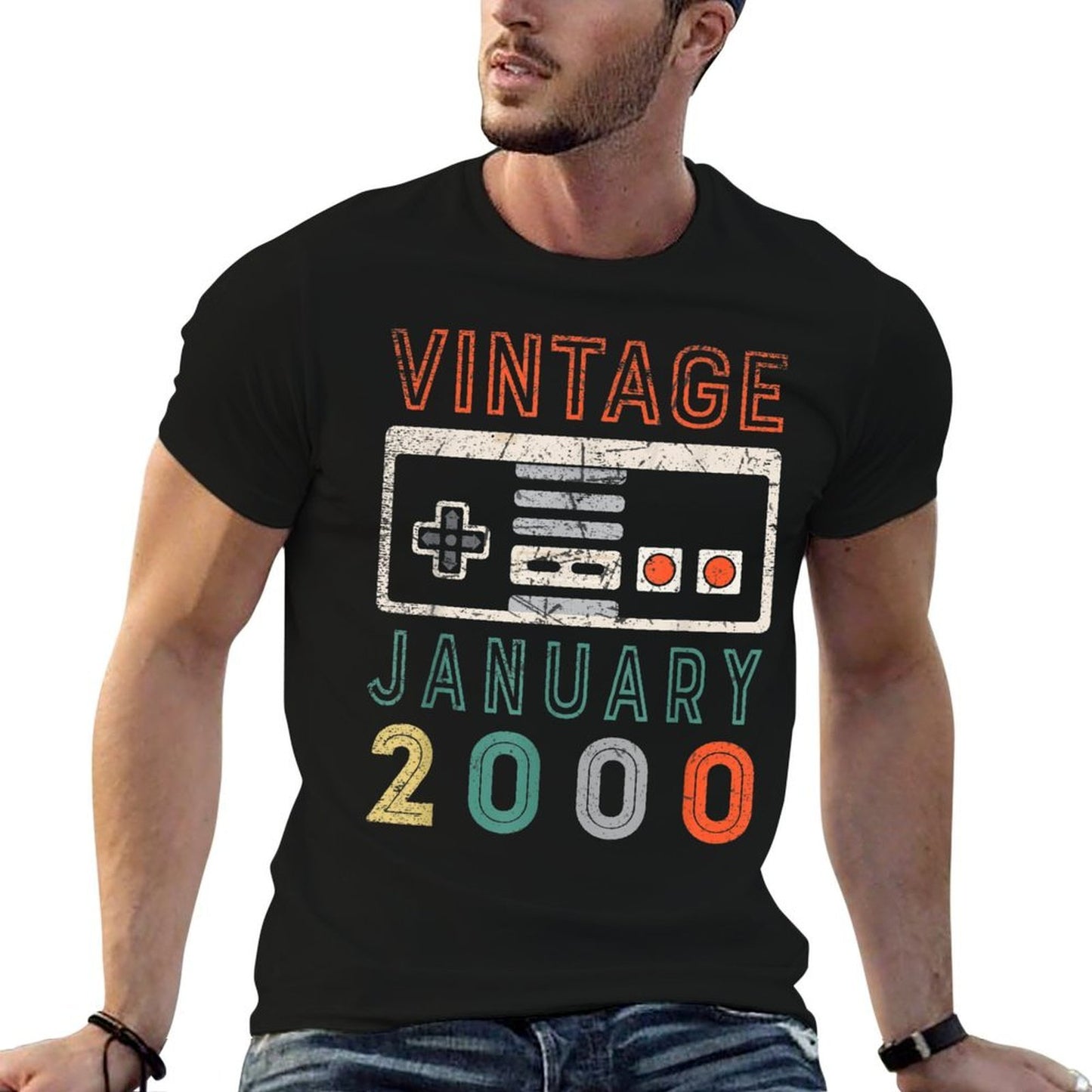 Vintage January 2000 21st Birthday 21 Year Old Oversized Silhouette T-Shirt